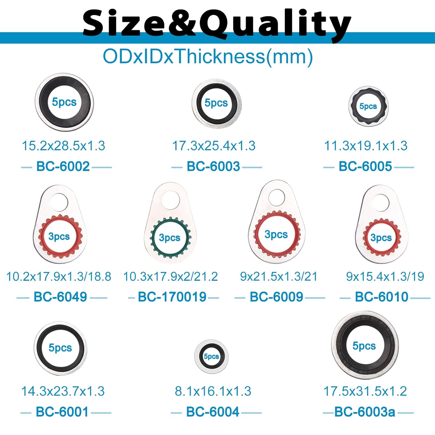 42 PCS Sistema AC Compresor Junta Sellos Aire Acondicionado Compresor Puerto Sello Arandela Kit