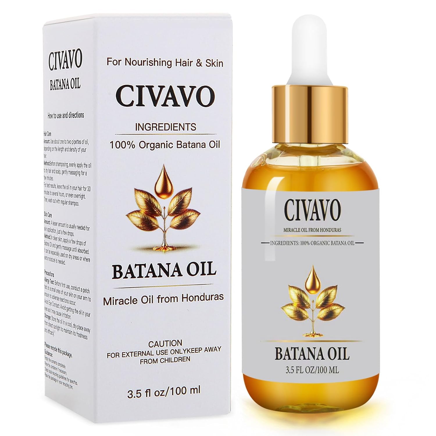 Civavo Aceite de batana orgánico para cabello, 100% puro natural prensado nutritivo aceite de batana mascarilla para el cabello contra la pérdida de