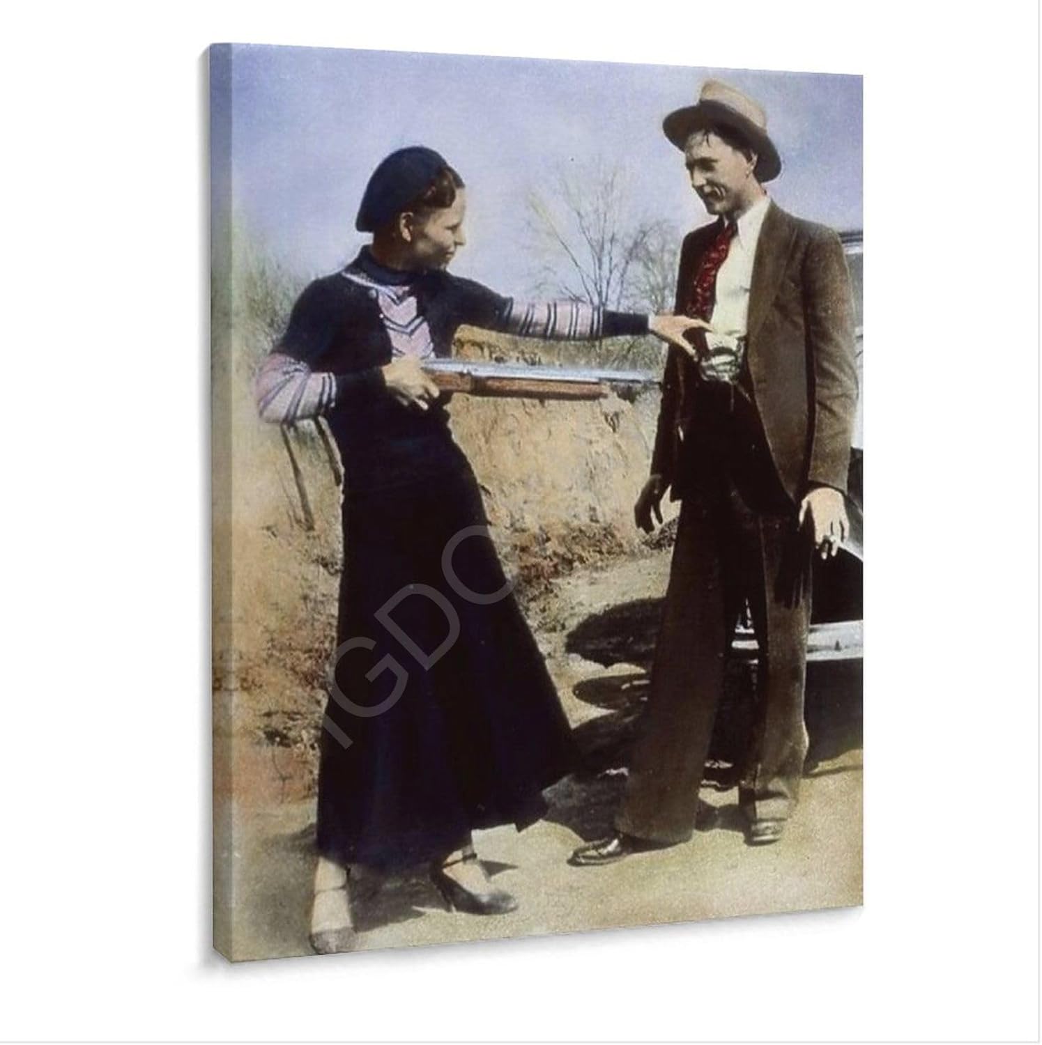 EKEGUY Bonnie And Clyde Highwaymen – Póster de lona en blanco y negro, 1 póster de lienzo para decoración de dormitorio, oficina, habitación,