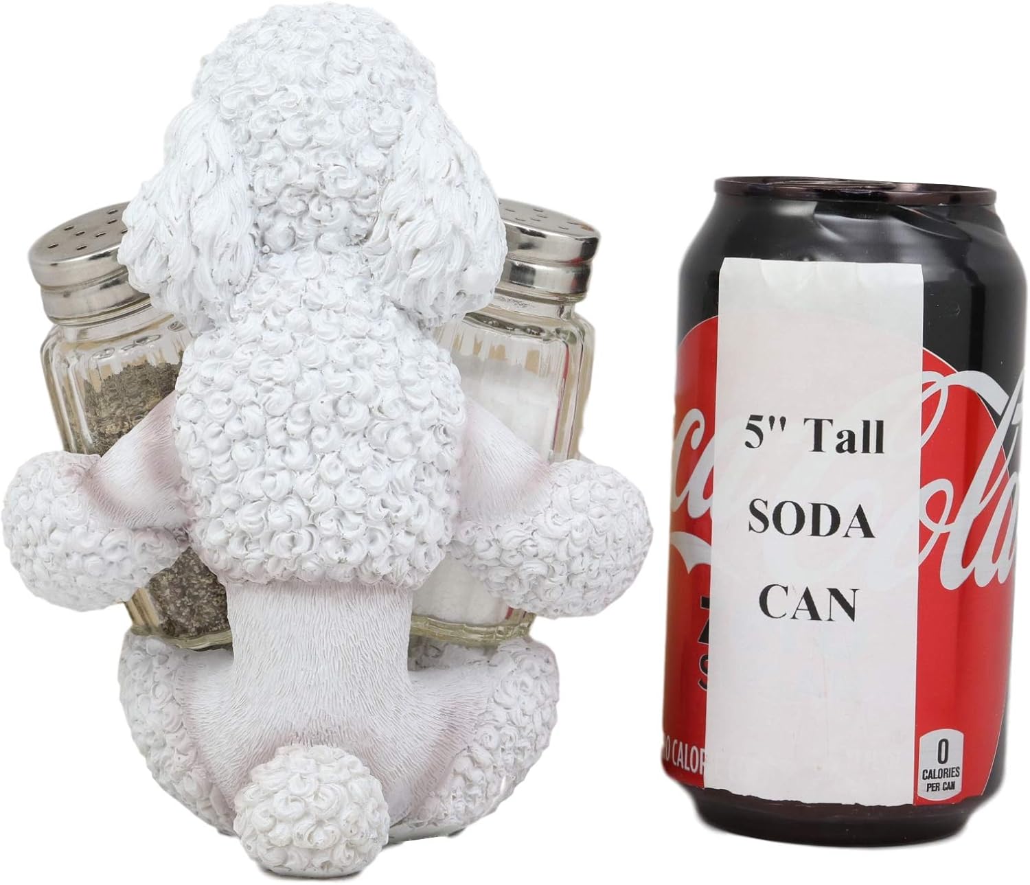 Ebros – Figura realista de cristal para perros caniches franceses blancos arreglados para salero y pimentero, 6.25 pulgadas de alto, caprichoso