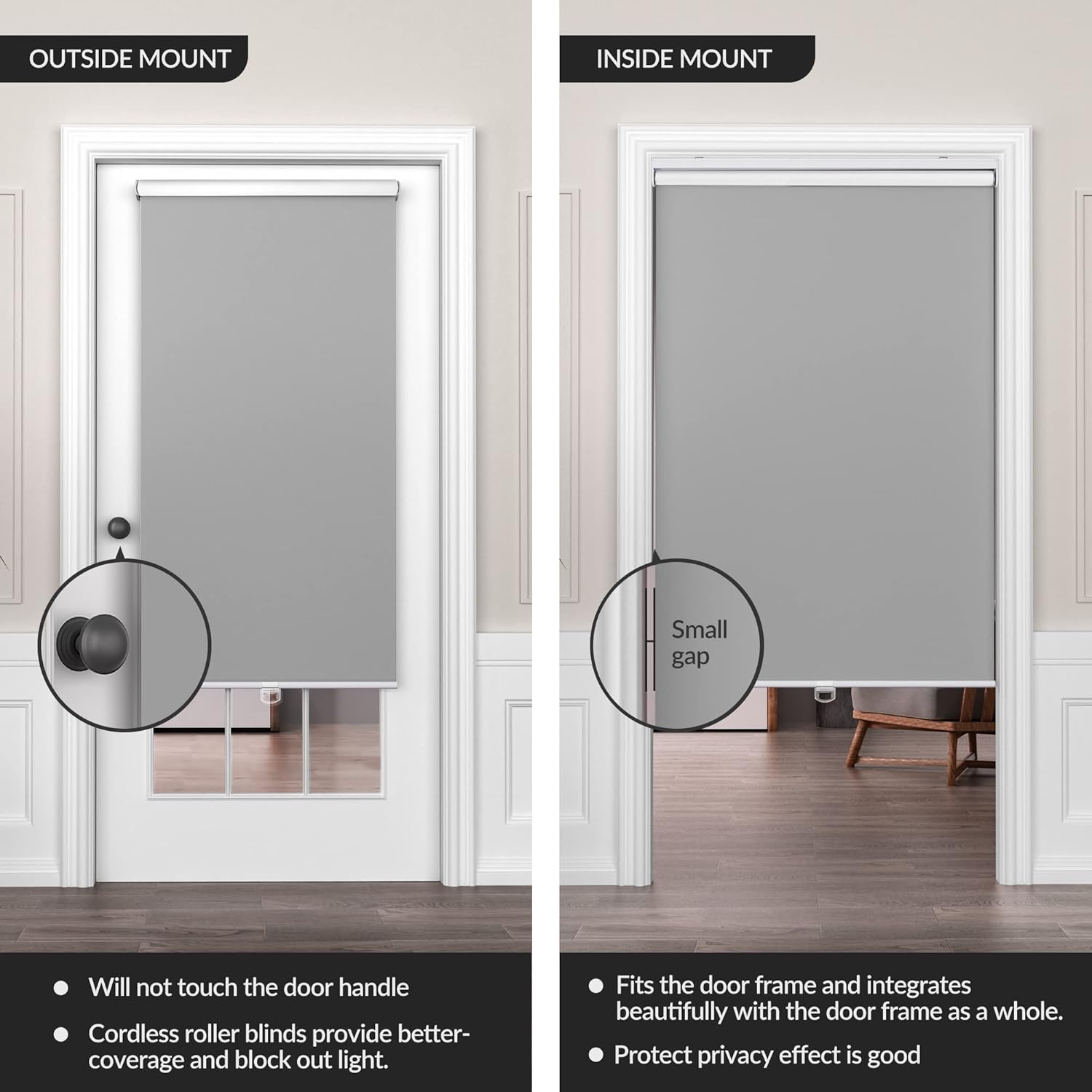 BERISSA Persianas enrollables opacas para ventanas, sin cordón, con protección UV, ahorro de energía, oscurecimiento de habitación, para ventanas,