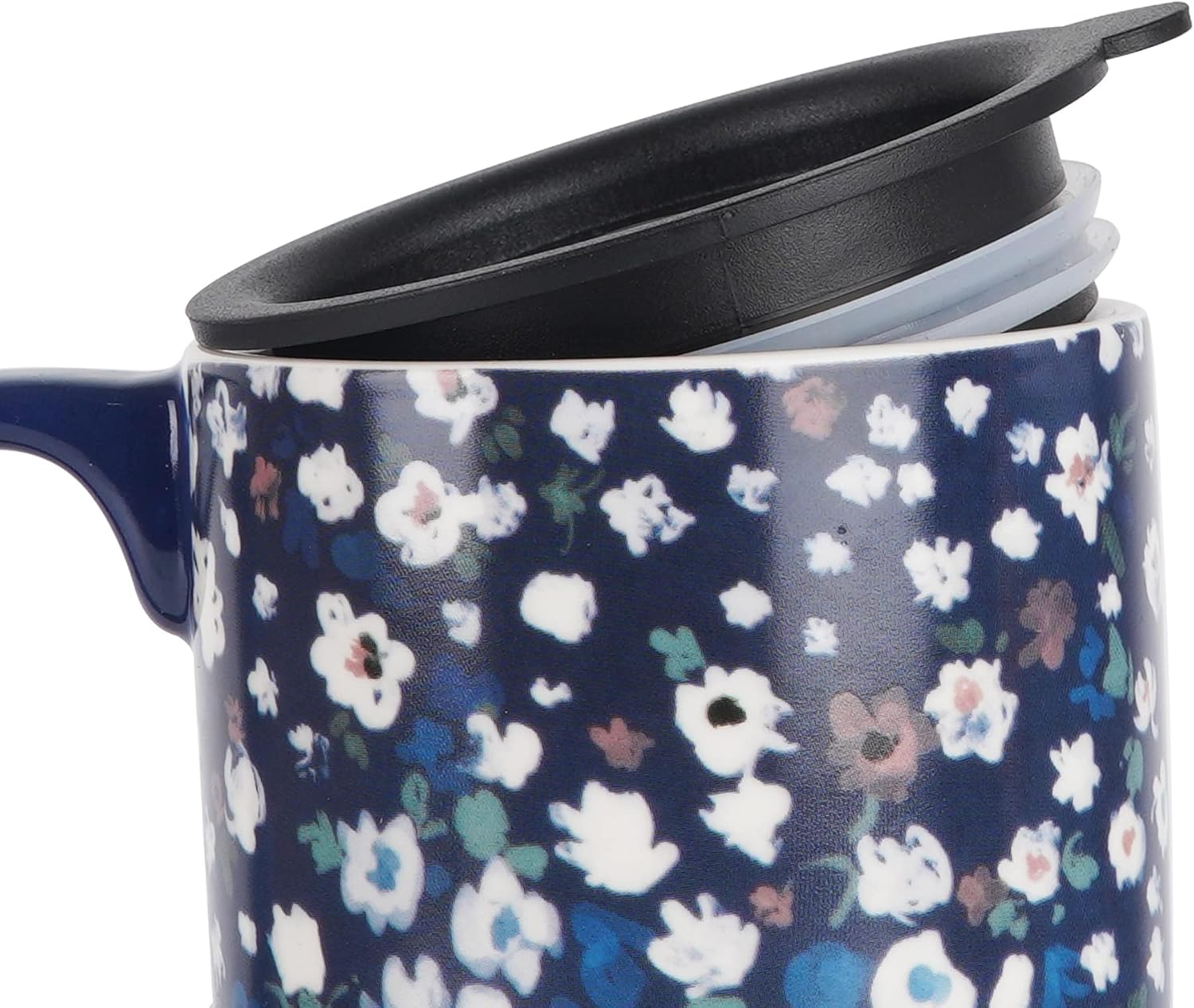 Topadorn Taza de cerámica de café Taza de té de porcelana con tapa 17oz. Floral