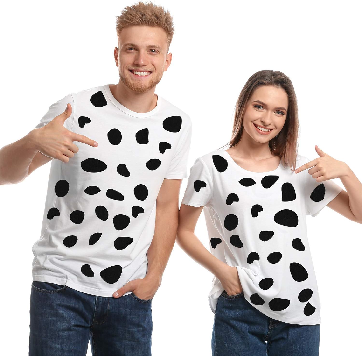20 hojas de fieltro adhesivo negro círculos de fieltro para perro, almohadillas de fieltro de puntos de fieltro para fiesta de Halloween, dálmata