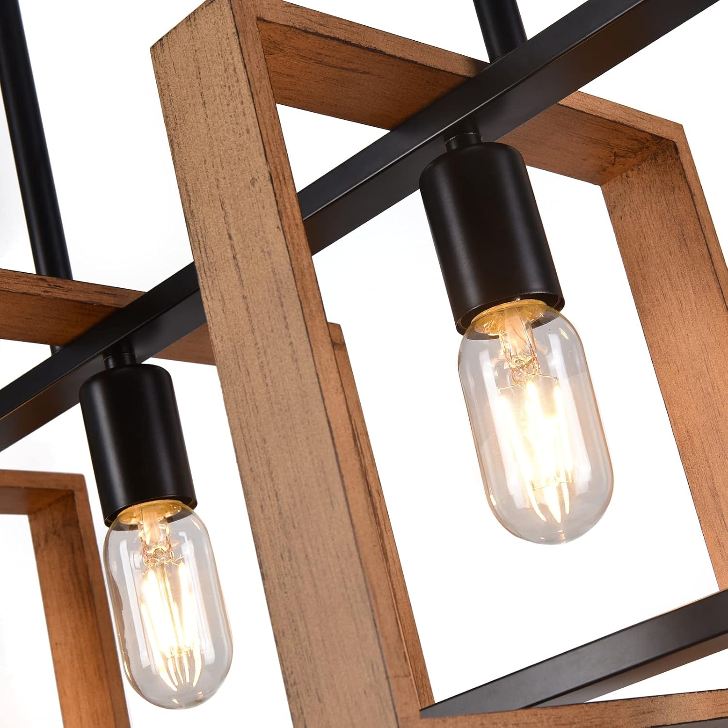 Lámpara de araña de 33 pulgadas para isla de cocina, lámpara rústica de 4 luces, lámpara colgante industrial moderna negra para mesa de comedor y
