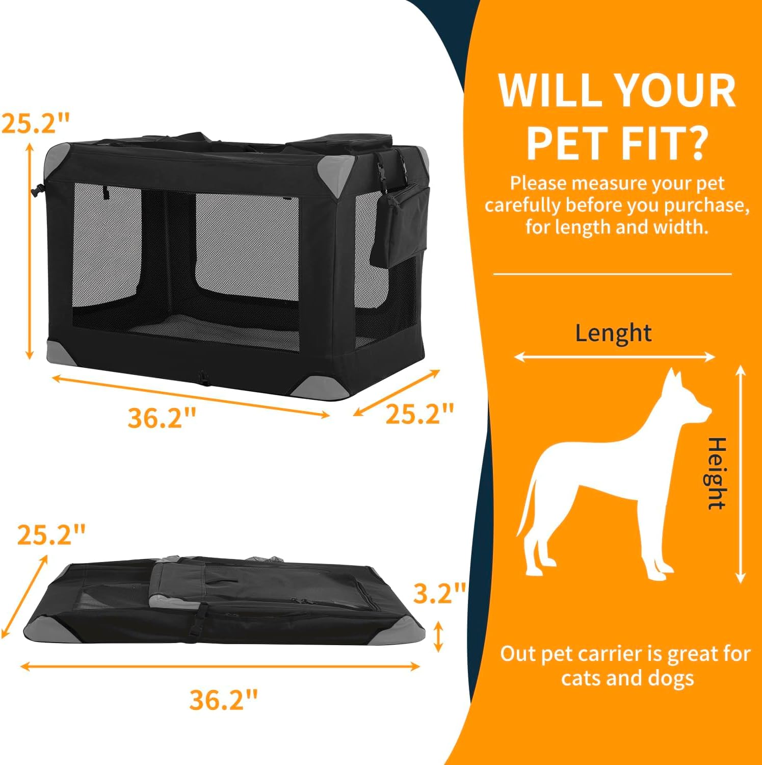 BLKMTY Jaula plegable para perros de 36 pulgadas, jaula portátil para mascotas, jaula de tela Oxford plegable para perros pequeños, jaula de viaje