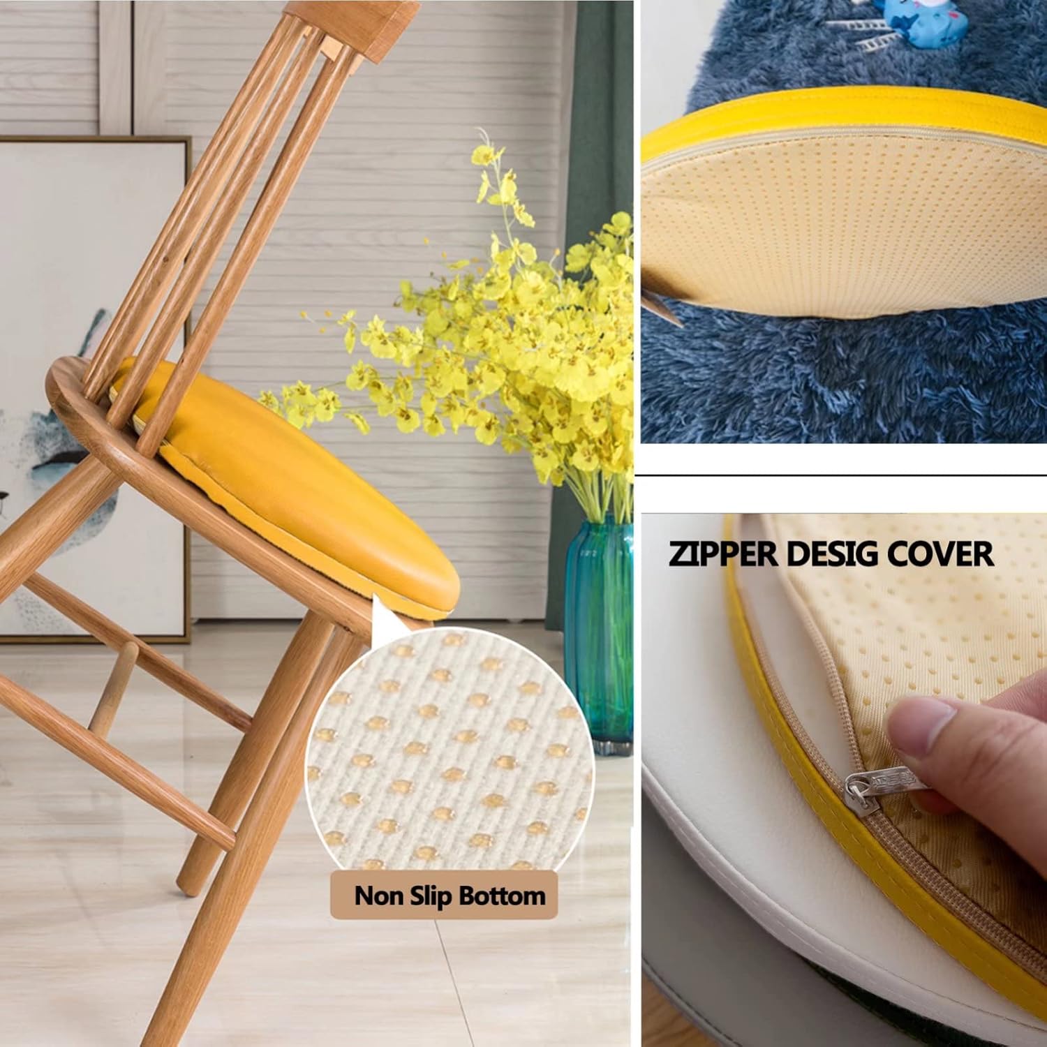 Bistro – Cojines de asiento de exterior para sillas pequeñas redondas de patio, cojines de silla redondos de 14 pulgadas, funda de cojín de espuma