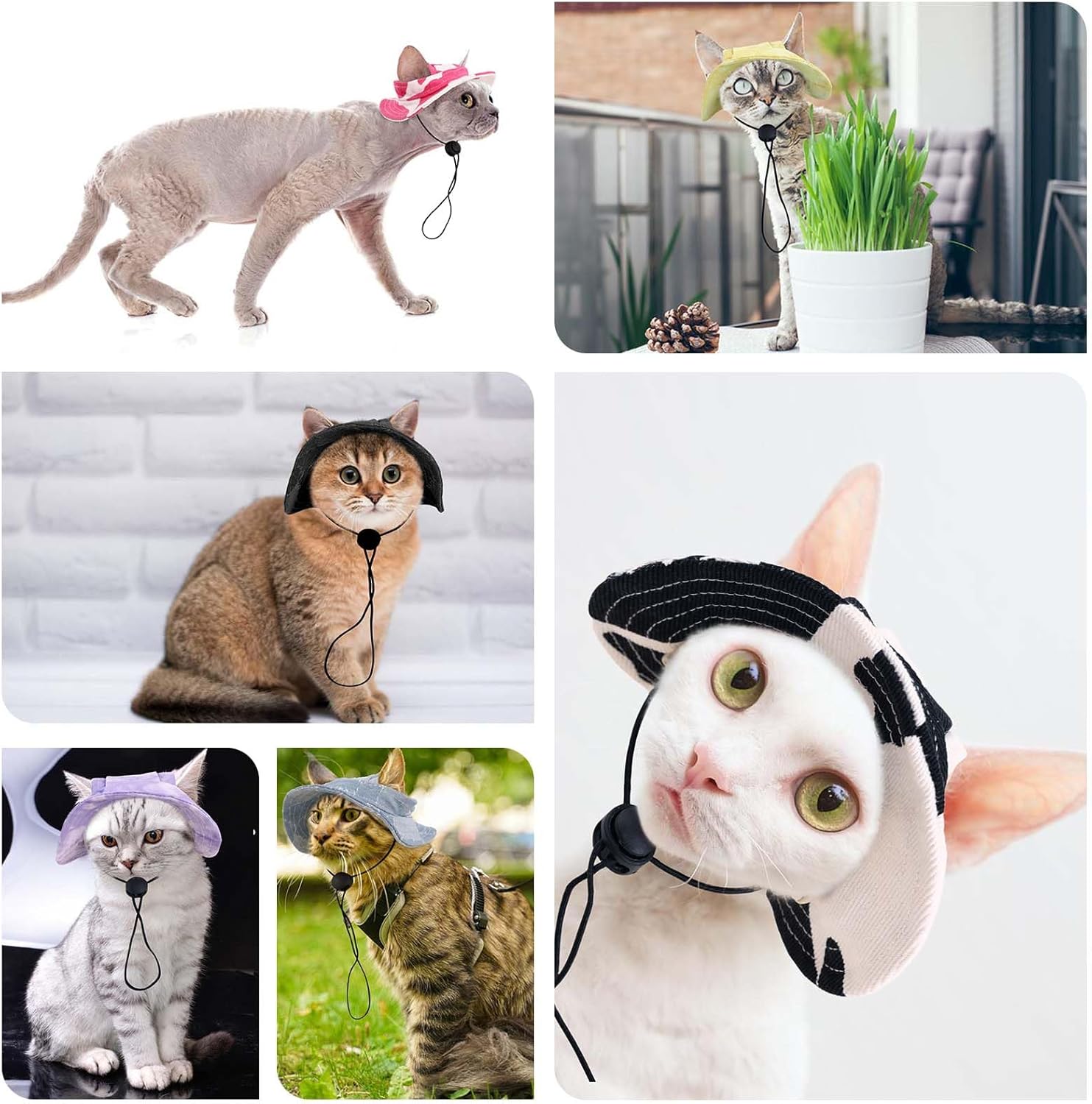 Bonaweite Sombreros de gato solo para gatos, sombrero Sphynx con agujero para las orejas, sombreros de vaquero para fiesta de cumpleaños Halloween,