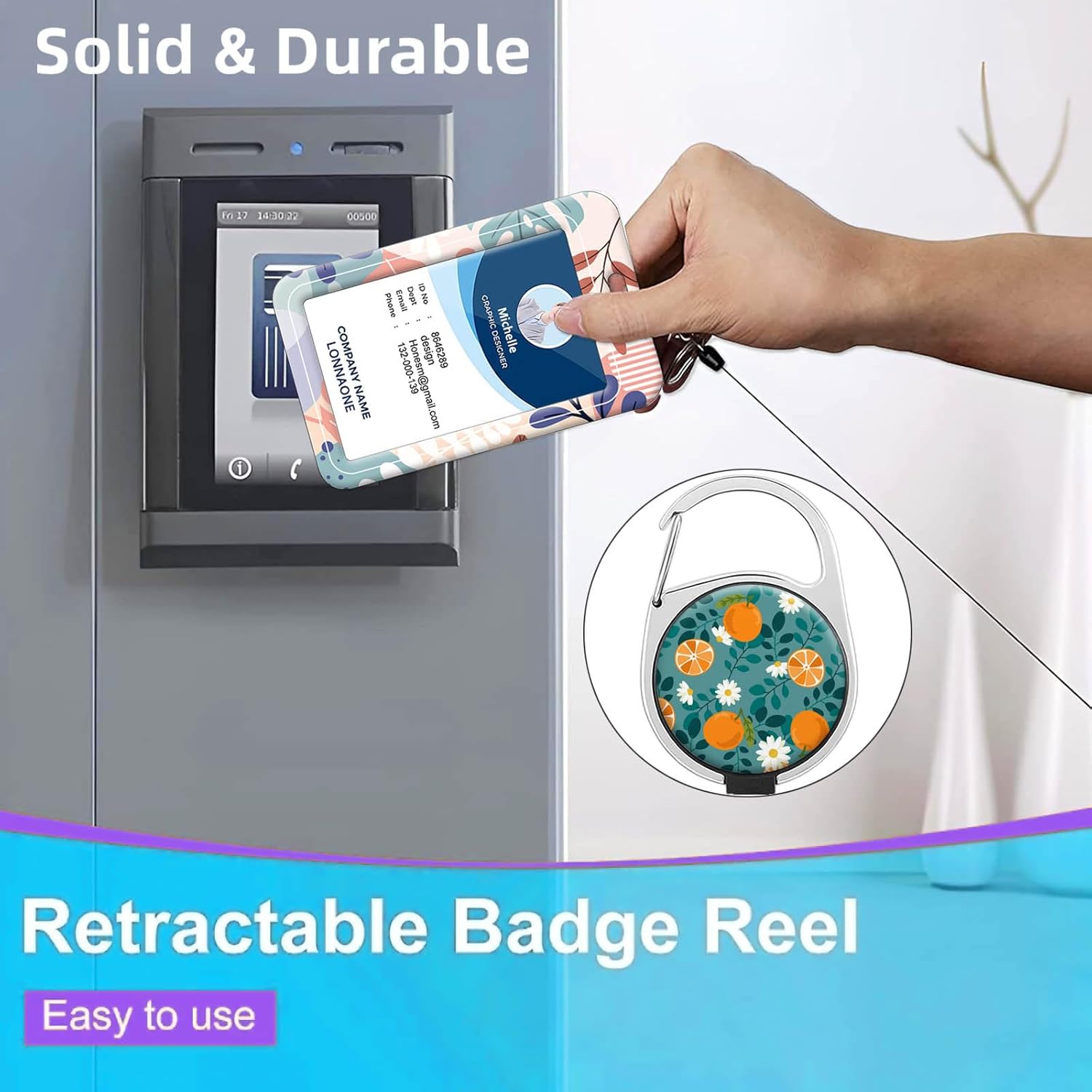Carretes retráctiles lindos portatarjetas, clip de insignia con llavero retráctil y llavero, cuerda de nailon resistente para tarjetas de