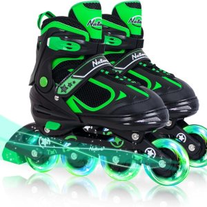 Patines en línea ajustables para niños, patines de hoja rojonegroazul con ruedas iluminadas para niños principiantes, niñas y jóvenes, talla S-M-L Patines en línea ajustables para niños, patines de hoja rojonegroazul con ruedas iluminadas para niños principiantes, niñas y jóvenes, talla S-M-L