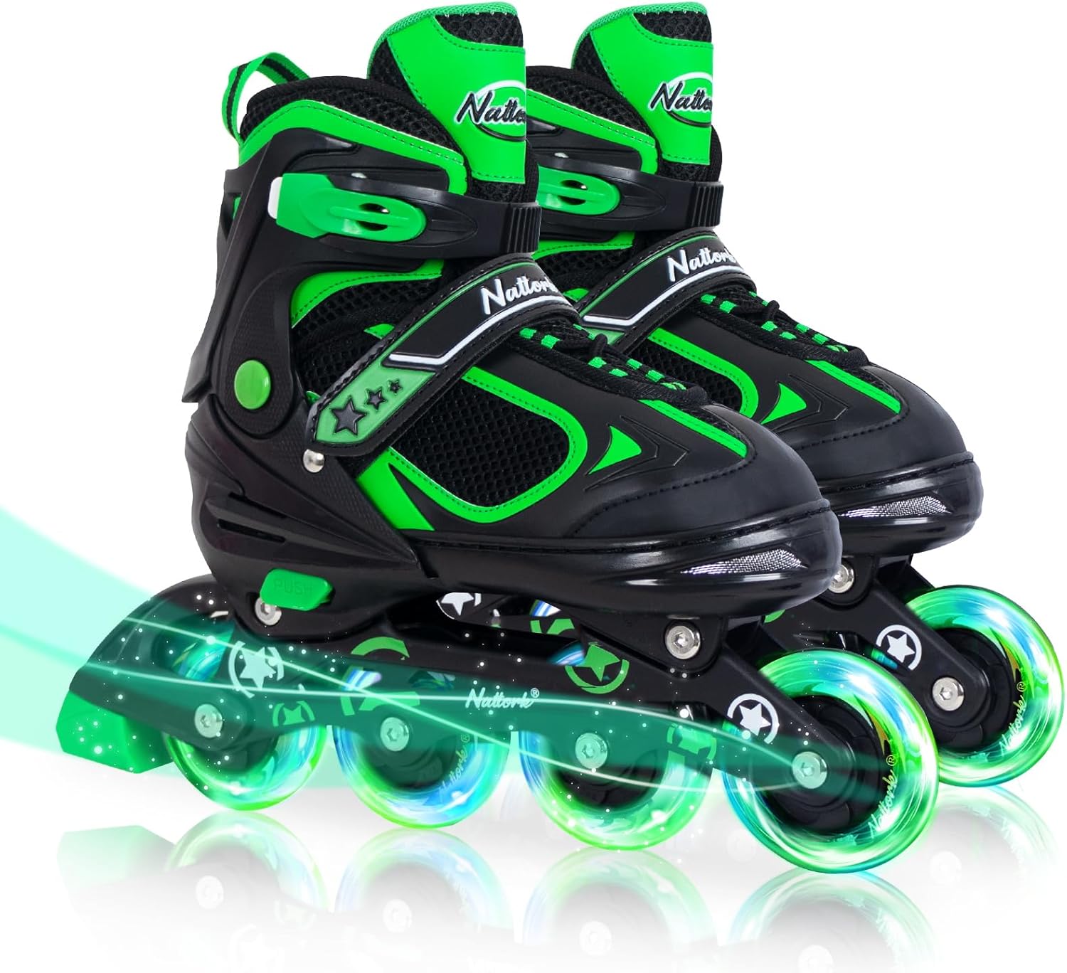 Patines en línea ajustables para niños, patines de hoja rojonegroazul con ruedas iluminadas para niños principiantes, niñas y jóvenes, talla S-M-L