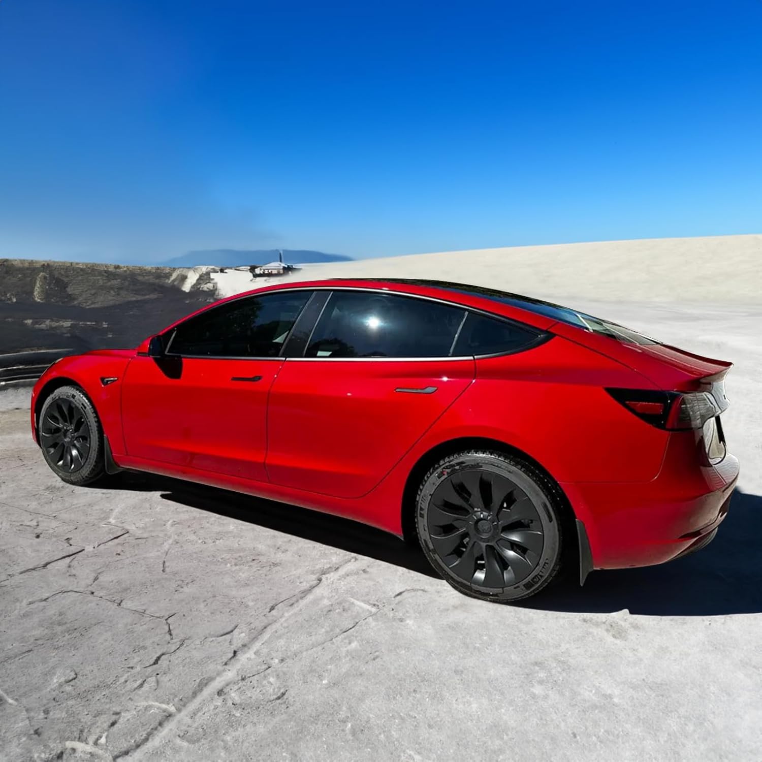 IKON MOTORSPORTS, Protector contra salpicaduras compatible con Tesla Model 3 2017-2023, negro mate, aletas de barro de polipropileno delanteras y