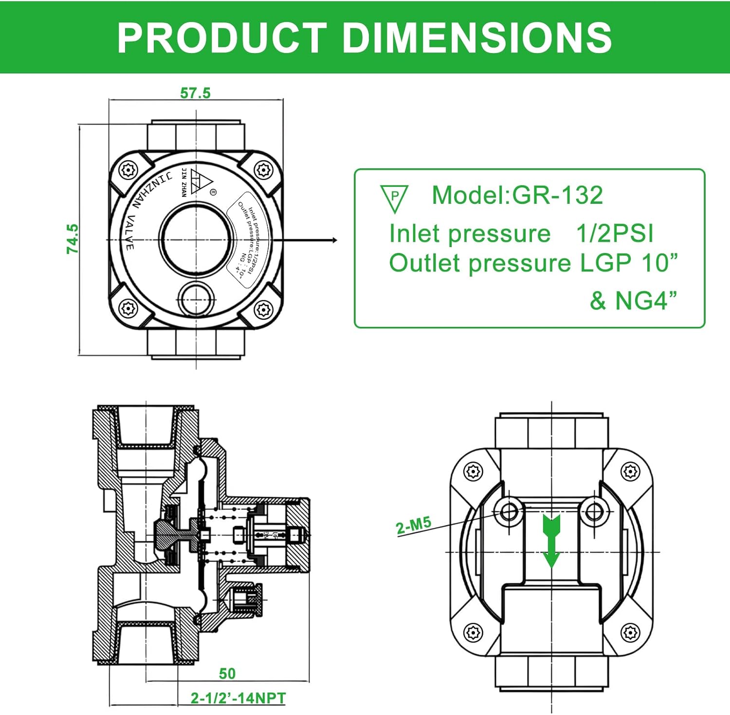 LEWUIO Regulador de presión de gas PR1 R2 12 “x 12” NPT PA070003, AP5315294, PA070001,318122707, AP4327316, PS2332824