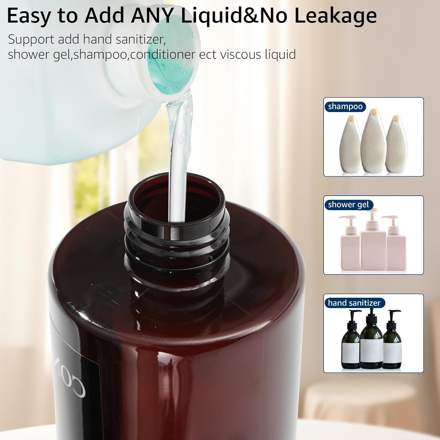 Dispensador de champú y acondicionador, dispensador de jabón de ducha, sin taladro, 3 cámaras, dispensador de champú para montar en la pared con