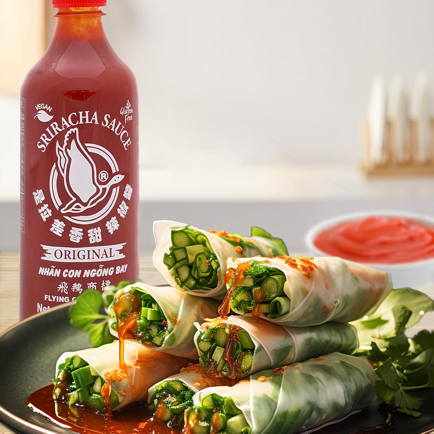 Flying Goose Salsa dulce Sriracha de 24.6 onzas, salsa de chile dulce Sriracha de Tailandia, sin gluten y vegana, sabor original en botella, 24.6