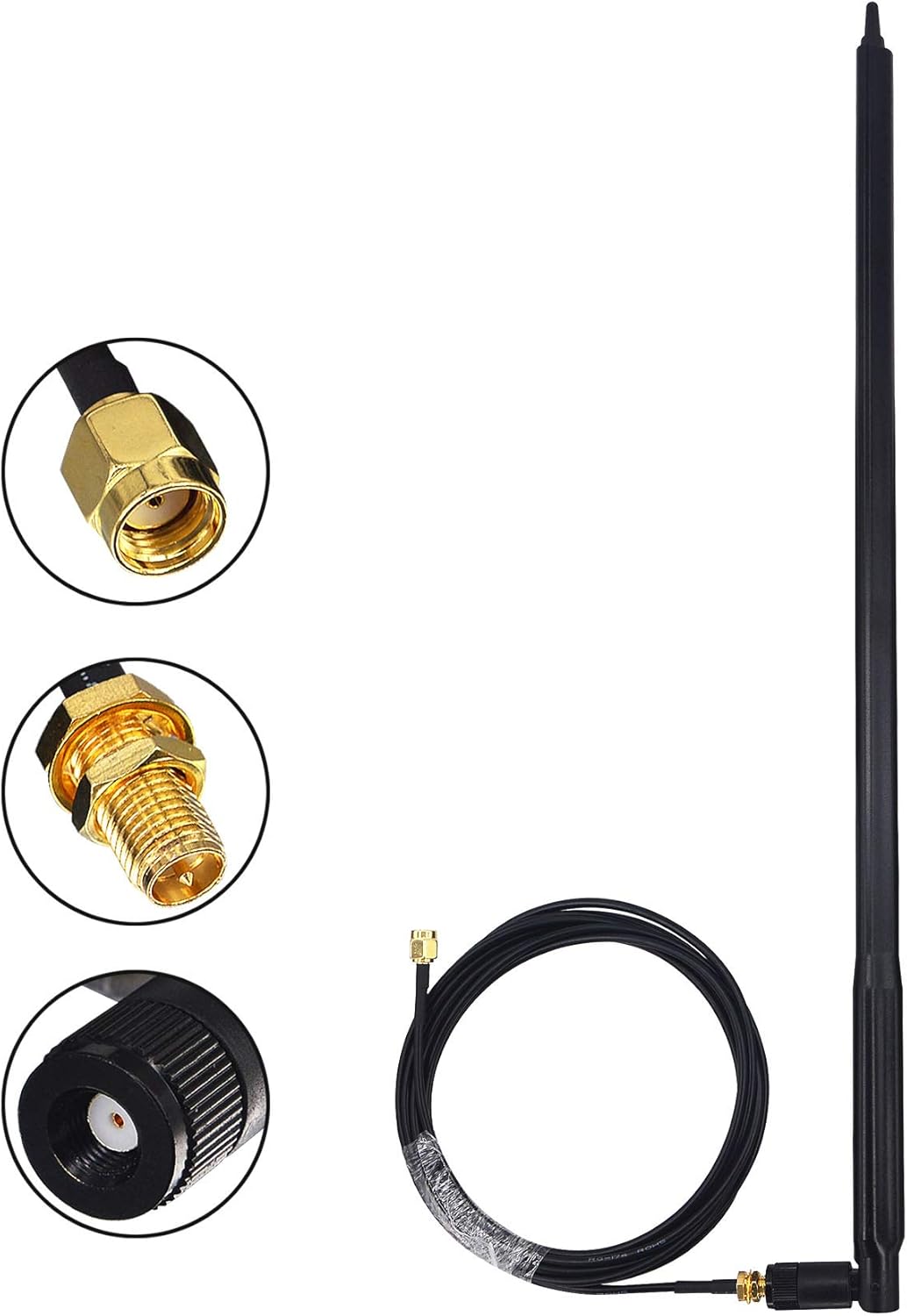 Kaunosta Router WiFi de alta ganancia de 22 dbi antena omnidireccional universal 2 piezas y cable de extensión RP-SMA macho a hembra de 10 pies, 2