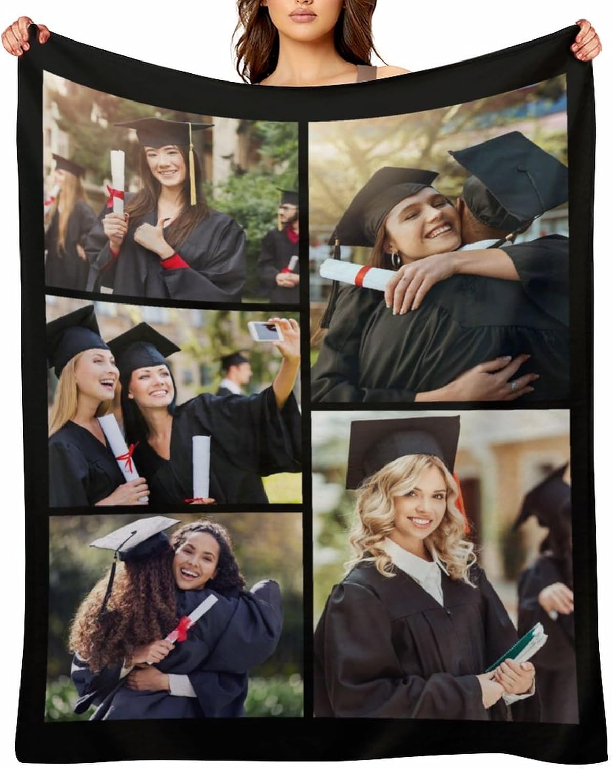 Mantas personalizadas con texto fotográfico, manta personalizada con imágenes, mantas personalizadas con collage de fotos, cumpleaños, Navidad,