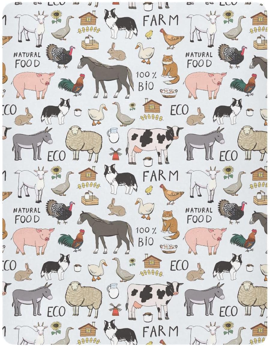 Sábanas frescas de cuna de animales de granja para niños y niñas, 39 x 27 pulgadas, suaves y transpirables, sábanas portátiles para cunas elásticas