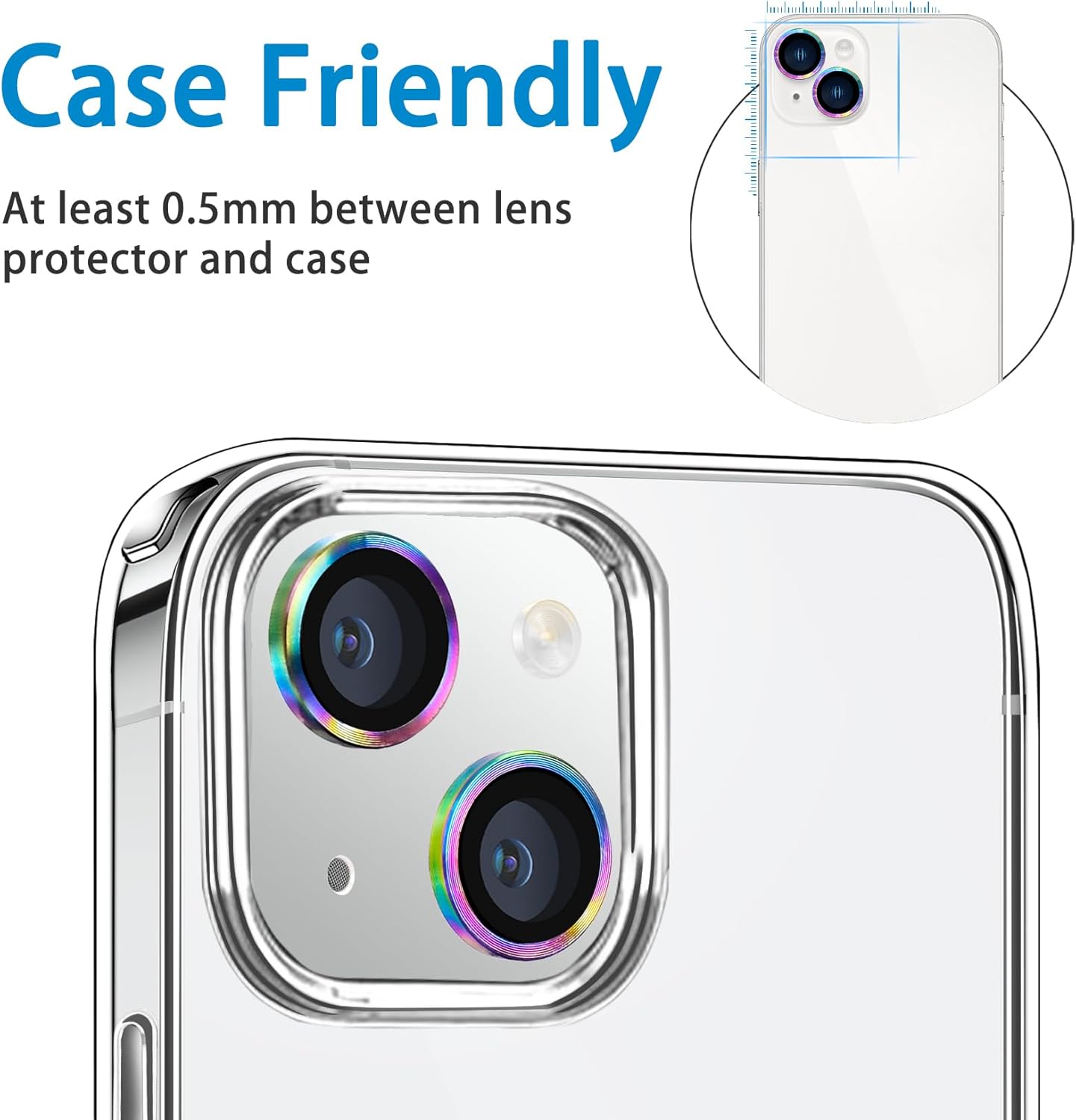 Protector de lente de cámara para iPhone 15 y 15 Plus, cubierta antiarañazos, vidrio templado 9H, protector de pantalla de cámara de metal a prueba