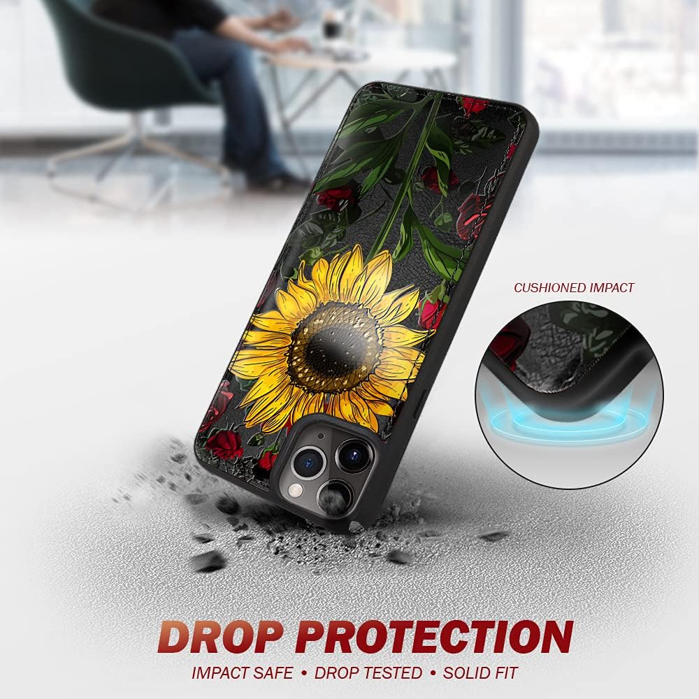 Shields Up Funda tipo cartera diseñada para iPhone 11 Pro, funda magnética desmontable con tarjetero y correa para niñasmujeres, funda de piel