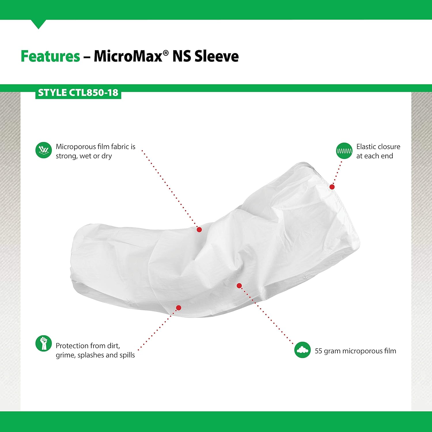 MicroMax NS – Funda microporosa para uso general, desechable, ligera, con extremos elásticos y costuras soldadas, 18 pulgadas de largo, color