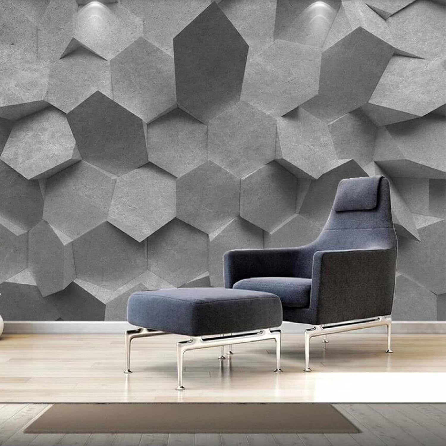 Mural 3D estereoscópico gris geométrico moderno rombo edificio espacial, papel pintado grande extraíble 3D para restaurante, sala de estudio,
