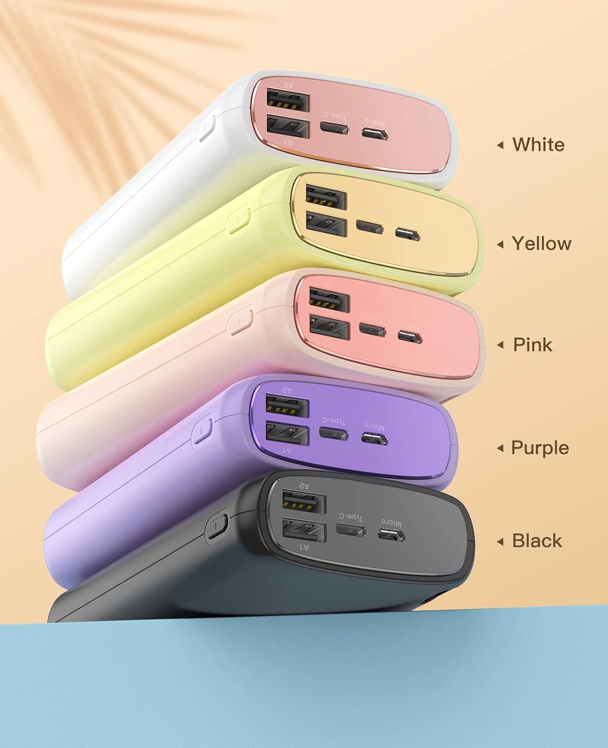 Kuulaa Pequeño cargador portátil iPhone 5000mAh con cable Lightning incorporado y 26800mAh de alta capacidad Banco de energía de doble salida batería