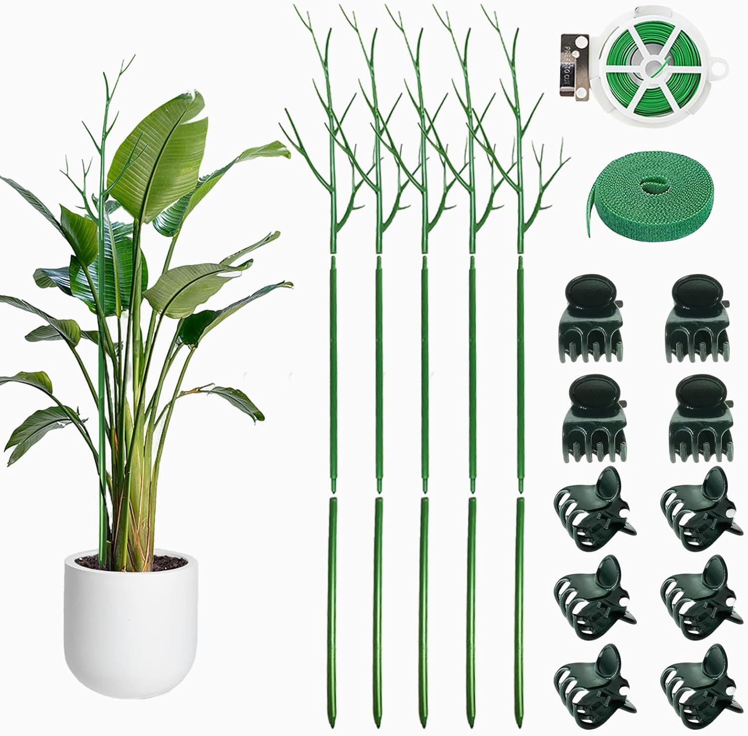 Juego de 5 estacas ajustables de 40 pulgadas de soporte para plantas, postes de enrejado para plantas en macetas de interior y exterior, estaca de