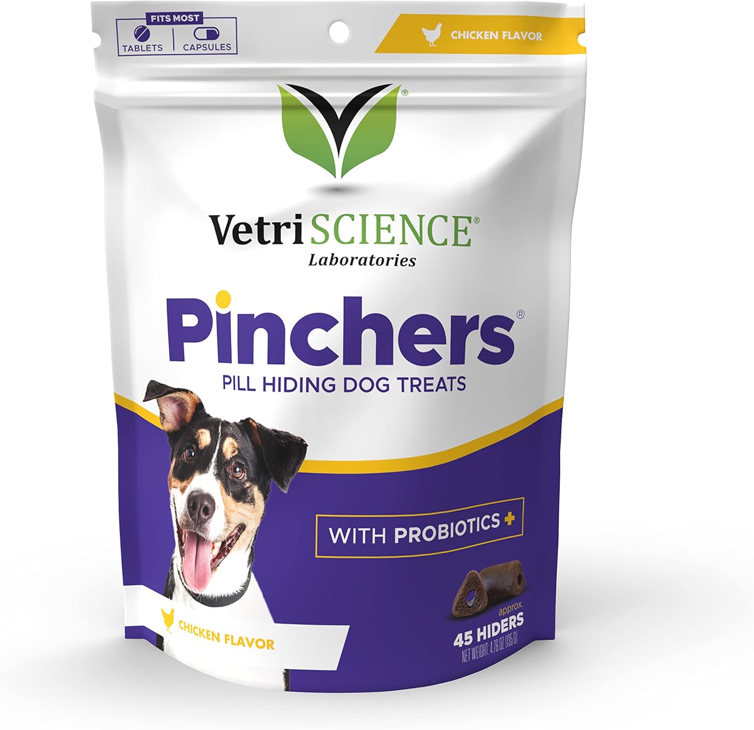 VETRISCIENCE Pinchers Pill Hiding Treats for Dogs  Pill Hider Dog Treats with Probiotics for Concealing Medicine, Capsules and Tablets, Convenient