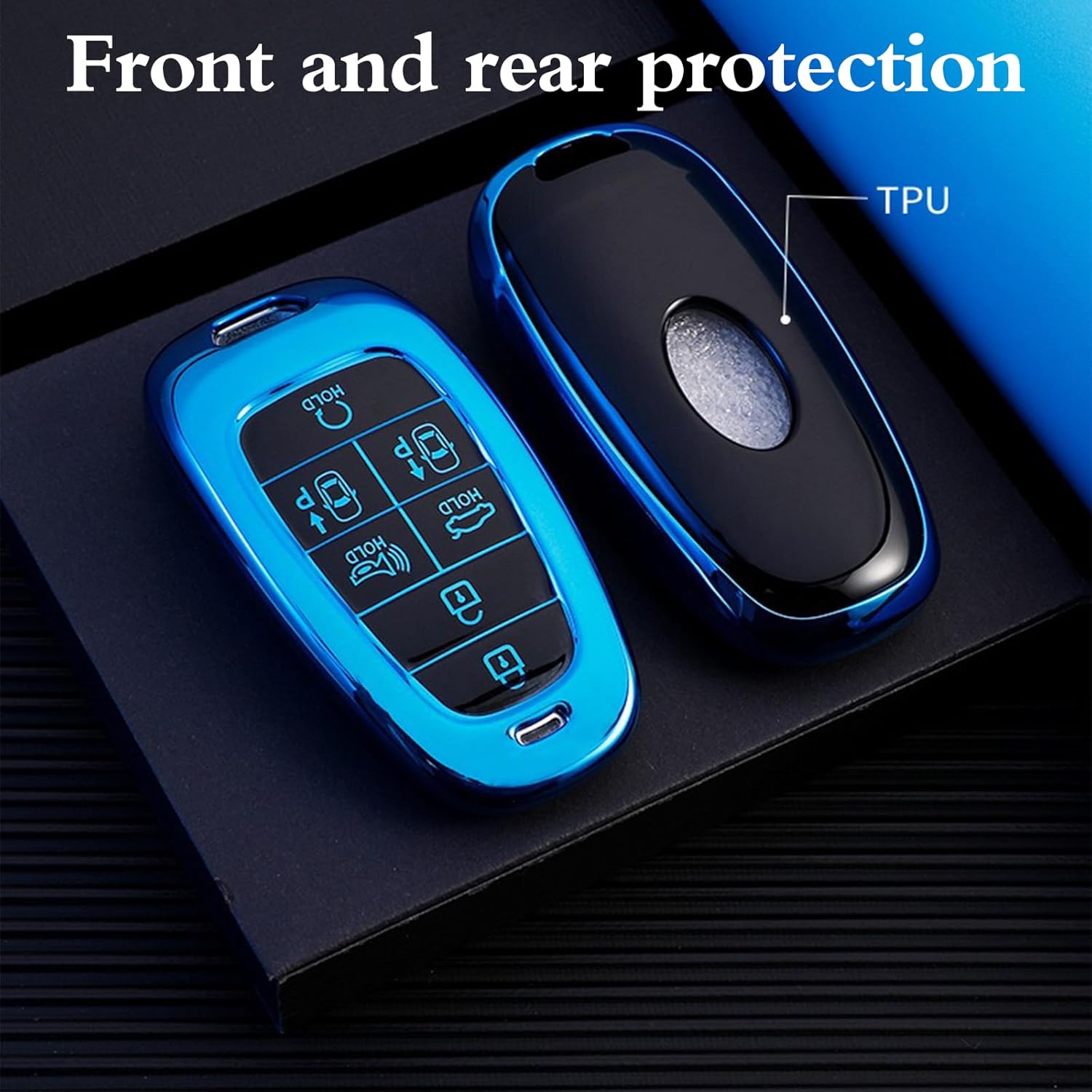 Funda para llavero Hyundai con llavero de TPU de alta calidad, funda protectora de 360 grados para Hyundai Sonata Santa fe Tucson 2019 2020 2021