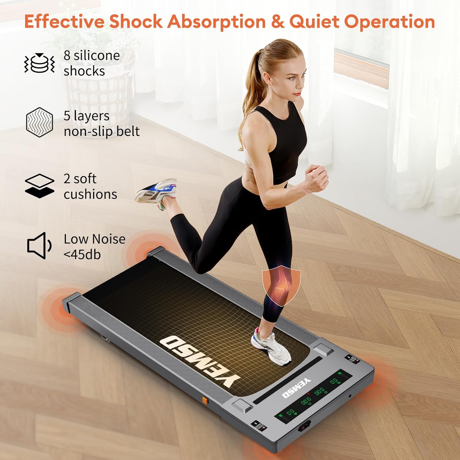 Walking Pad Treadmill, 2.5 HP Under Desk Treadmill for Home Office Walking Treadmill with LED Display,Remote Controller,330LBS Weight Capacity