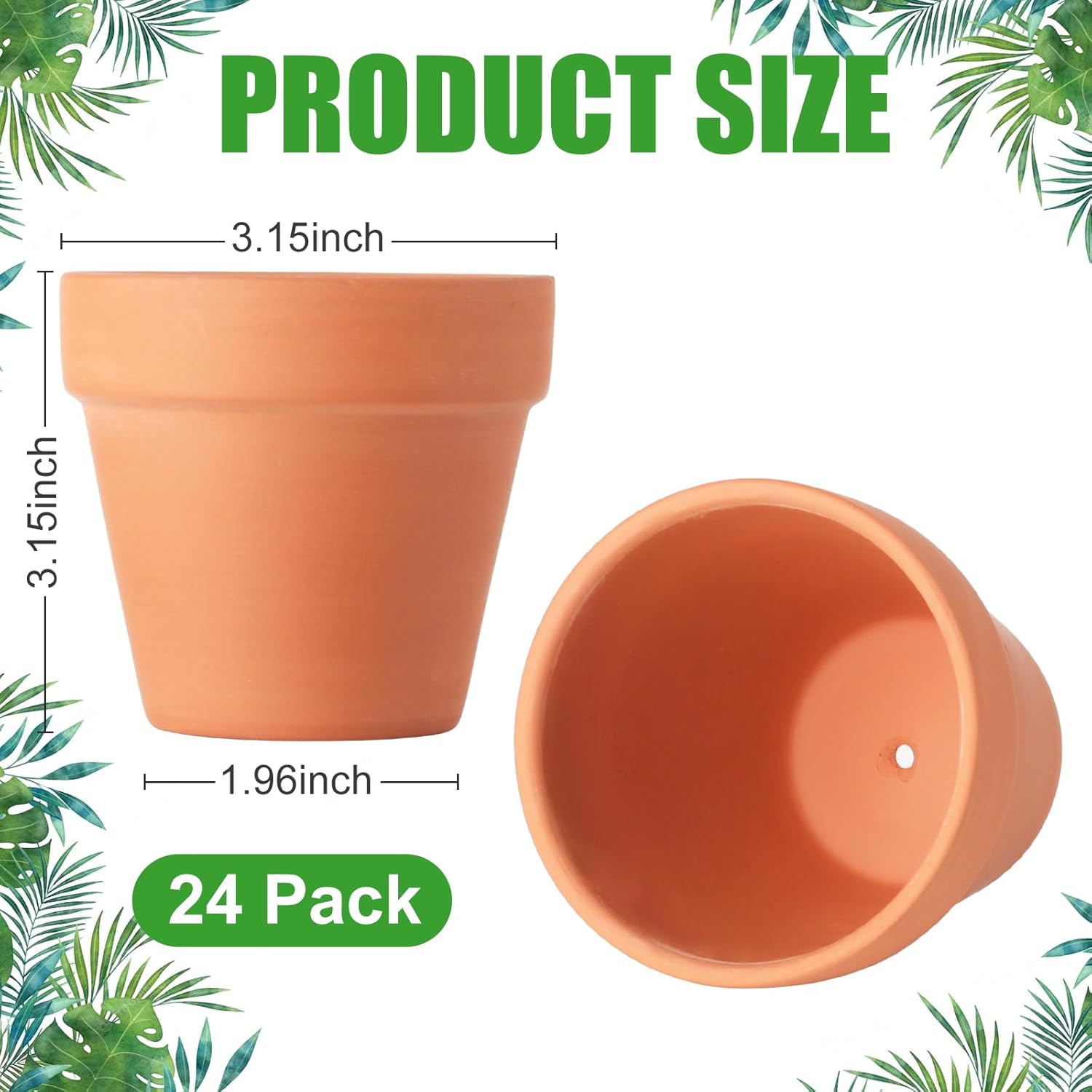 Macetas de terracota, paquete de 24 macetas de arcilla de 3.15 pulgadas con agujeros de drenaje, macetas de terracota para plantas suculentas de