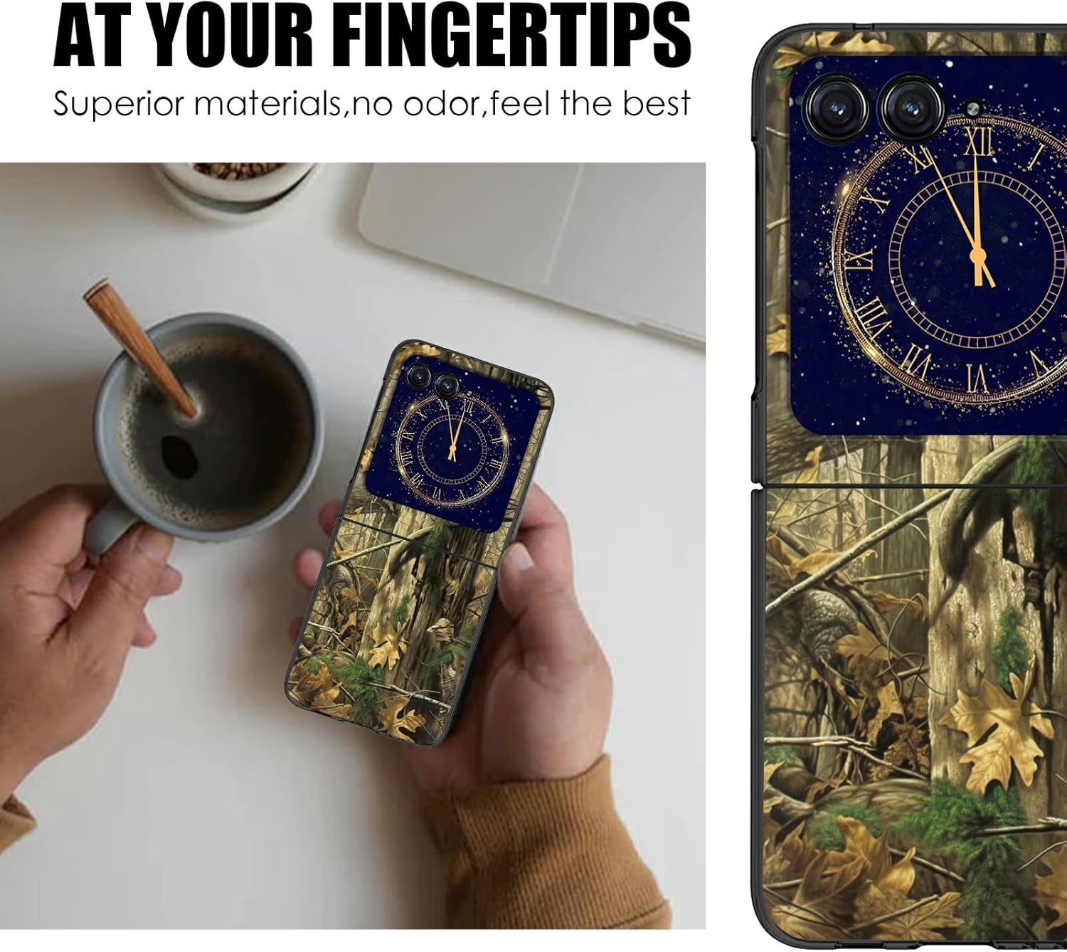 Funda para Motorola Razr Plus 2023 para Moto Razr+ 2023 con patrón de árbol de camuflaje para mujeres y hombres, ultra delgada, ligera, de