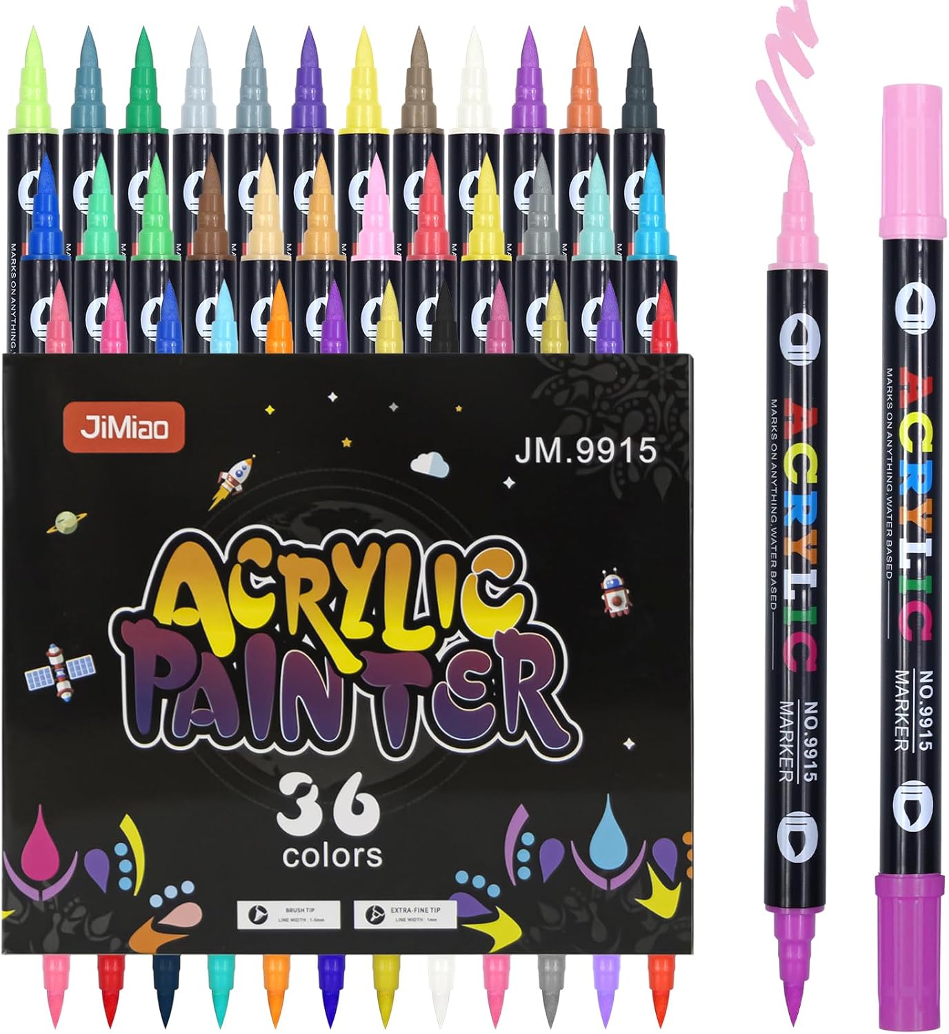 HYHJMISTY 72 colores, juego de bolígrafos de pintura acrílica de doble punta extra fina, marcadores de pintura acrílica permanente para pintura de