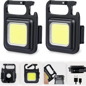 COB – Linterna de llavero súper brillante, linterna COB recargable de 500 lúmenes, 4 modos de luz, con soporte plegable y base magnética, luz de COB – Linterna de llavero súper brillante, linterna COB recargable de 500 lúmenes, 4 modos de luz, con soporte plegable y base magnética, luz de