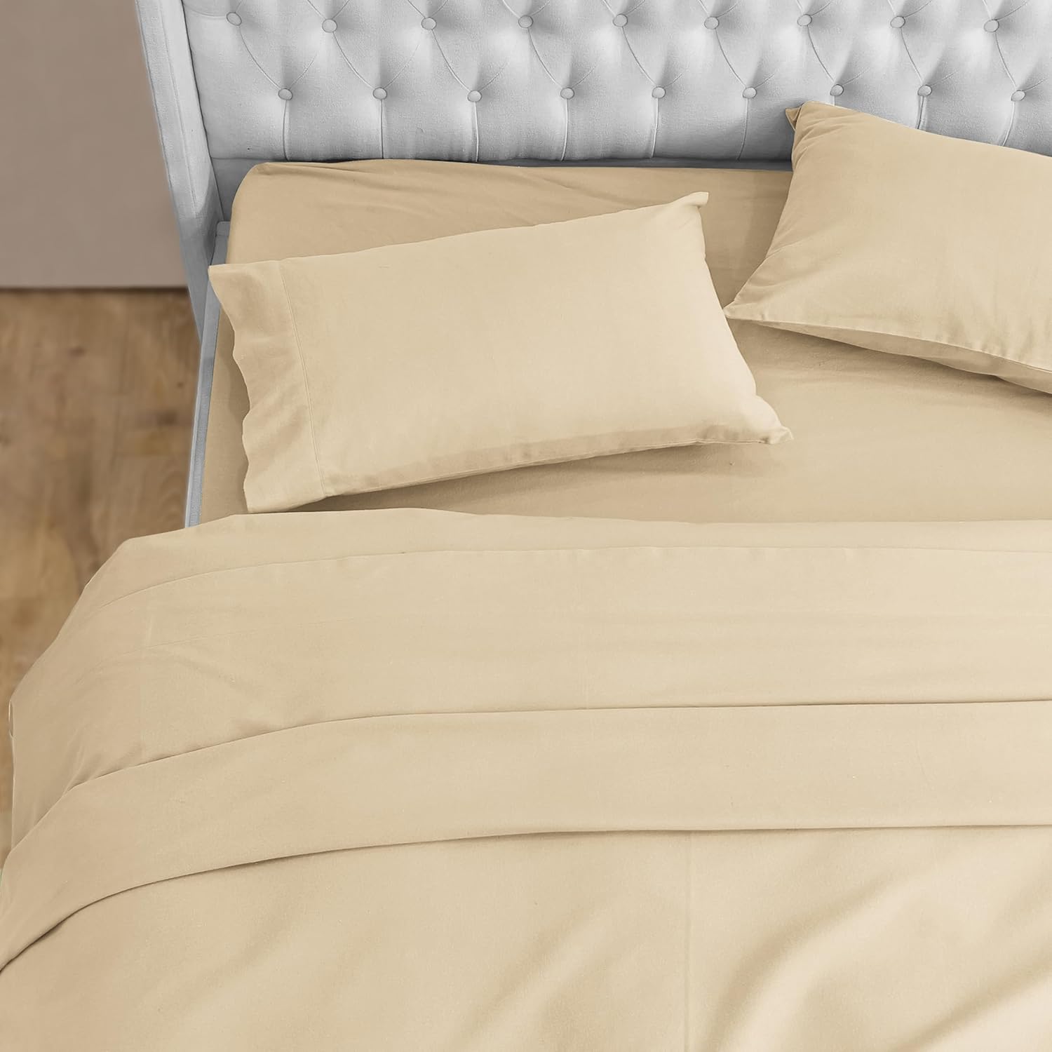 Elegant Comfort Juego de sábanas suaves de franela de 100% algodón turco, 4 piezas, calidad premium, sábana bajera con bolsillo profundo, ultra
