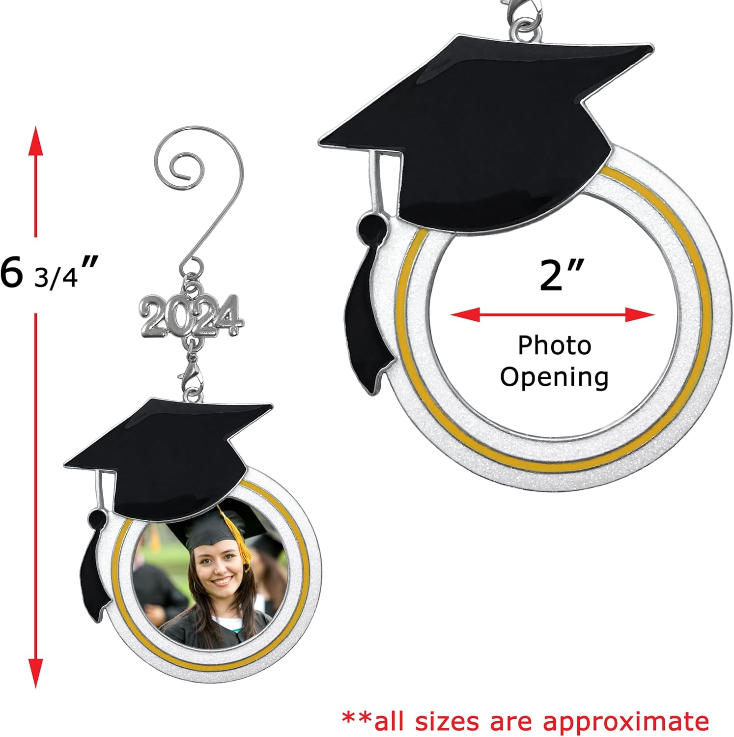 Adorno de fotos de Navidad de graduación para 2024 y 2023  Diseño de sombrero de graduación Felicitaciones para estudiantes de último año bolsas de
