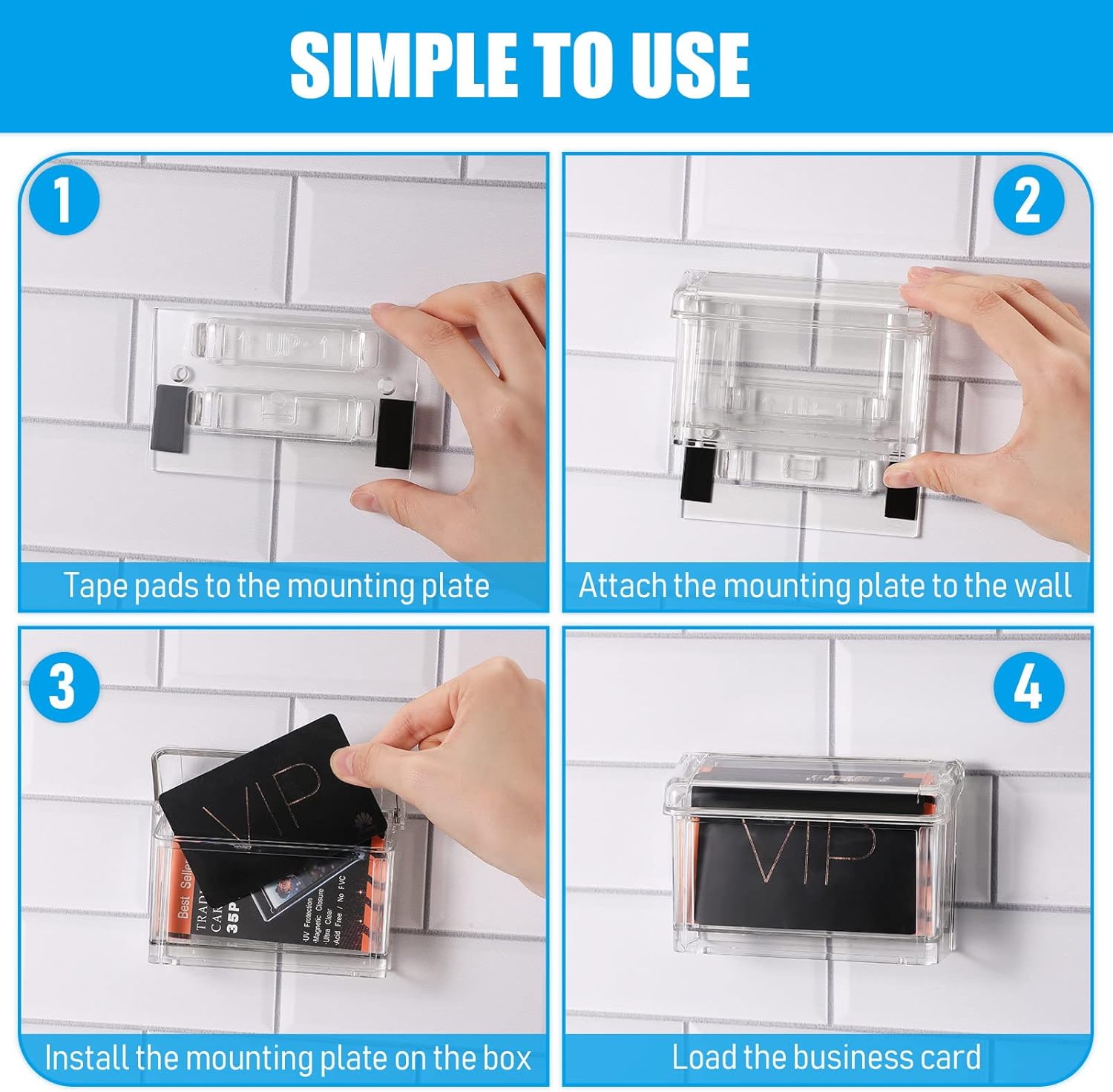 Tarjetero de acrílico para exteriores, para pared, incluye tarjetero transparente para despegar y pegar para oficina, tiendas, camiones, pared al