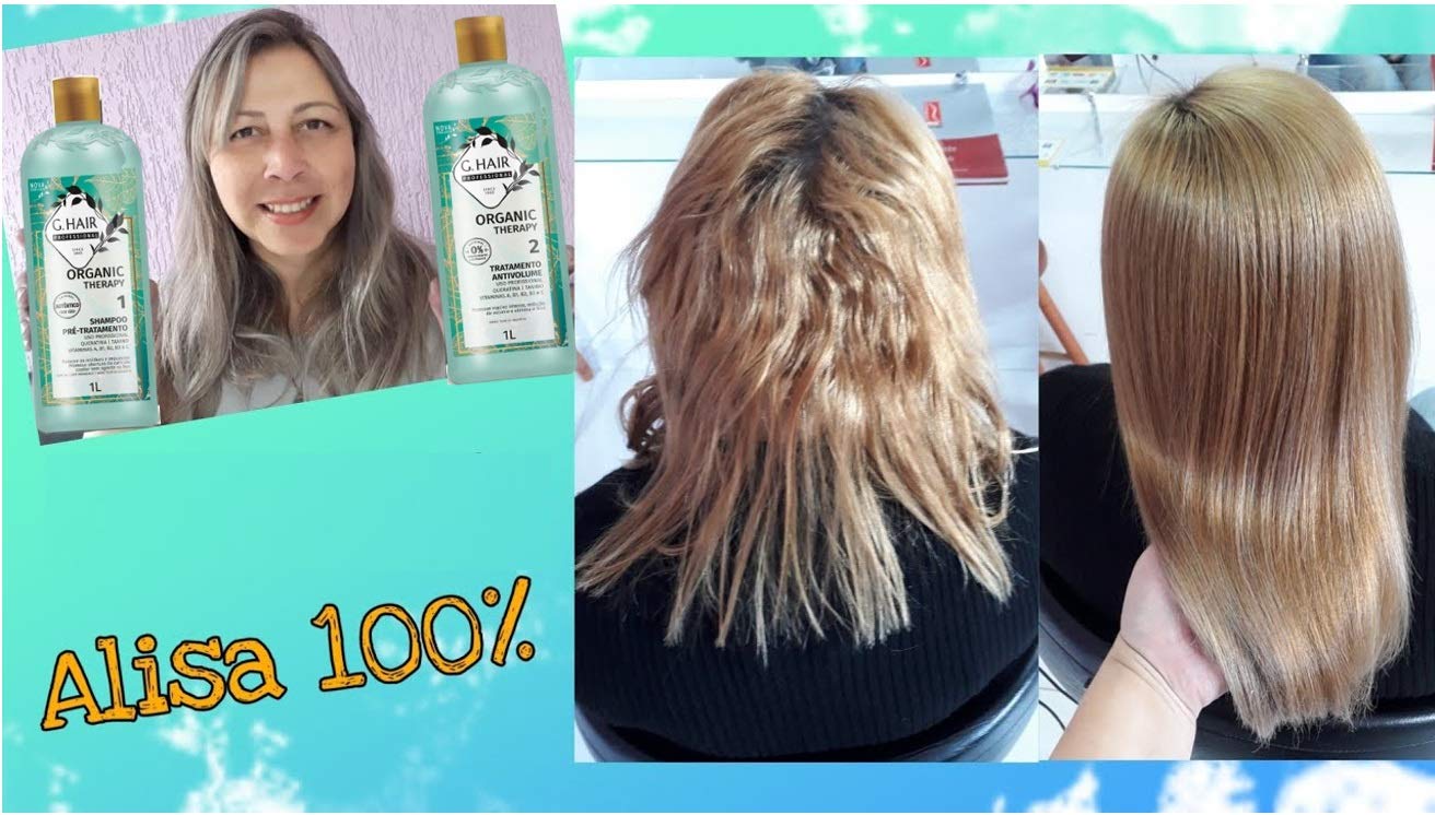 G.Hair Organic Therapy 2L  Tratamiento de queratina brasileña  Alisado progresivo del cabello  Sistema de alisado  Reductor de volumen  100% recto