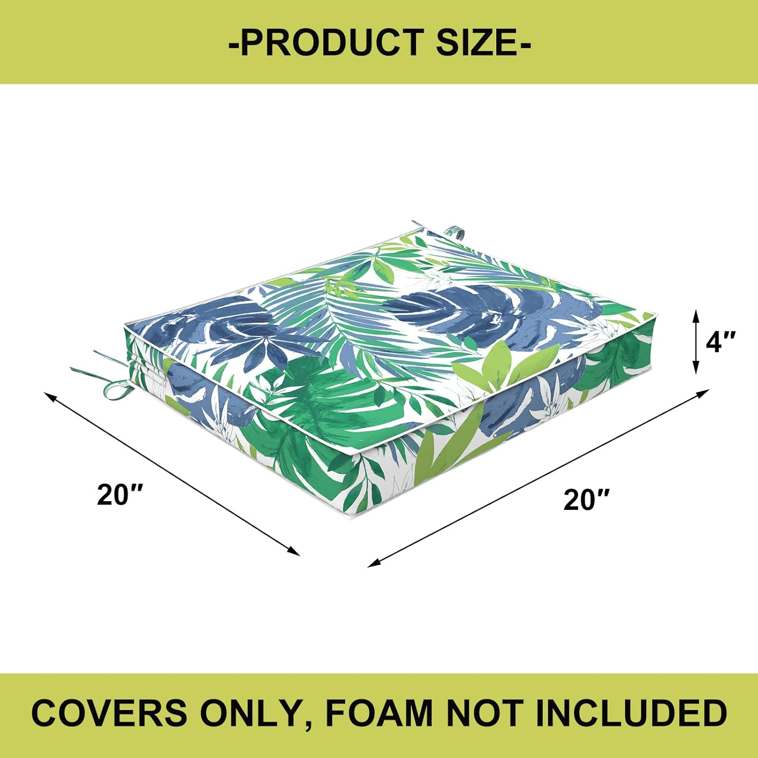 DYTXIII Fundas de cojín de patio de 20 x 20 x 4 pulgadas, fundas de asiento para sillas de exterior solo con cremallera, fundas de cojín resistentes