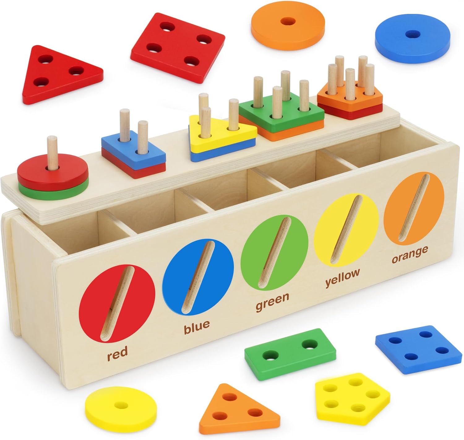 Juguetes Montessori para niños pequeños de 1, 2, 3 años, caja a juego de clasificación de colores y formas, juguetes de aprendizaje temprano para