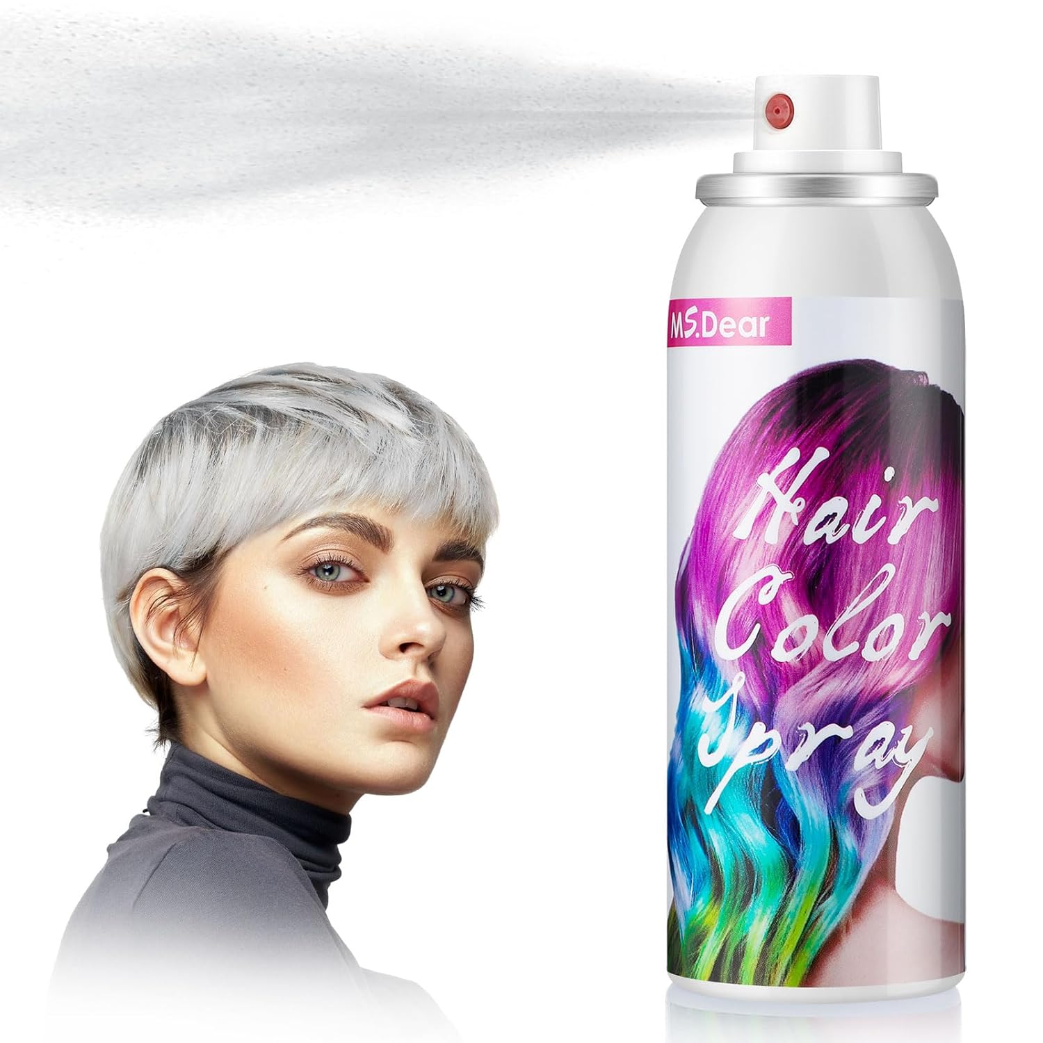 Un solo uso en aerosol para el cabello blanco, tinte temporal para cabello loco, fiesta de Navidad, lavado, tinte para el cabello, 1 día, lavable,