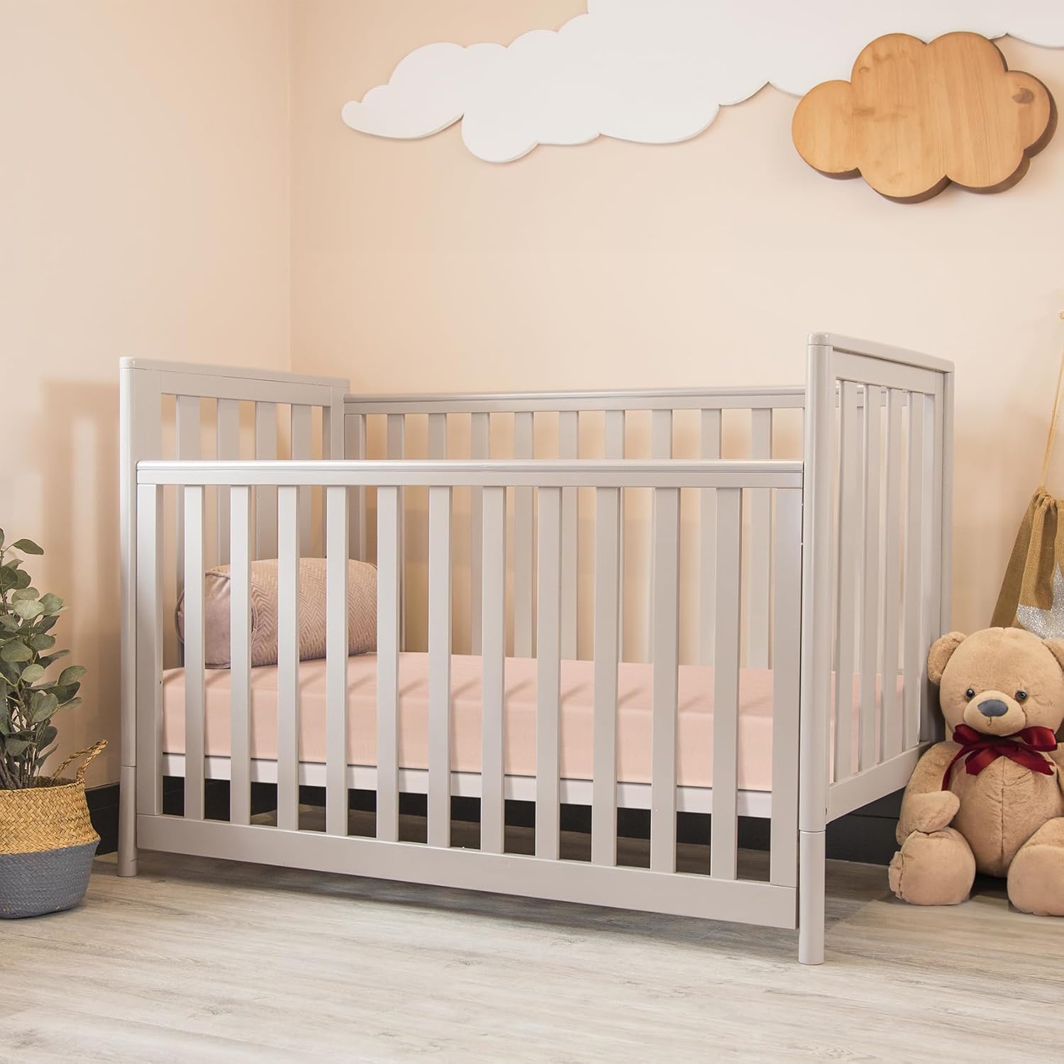 Sábana bajera para cuna, 100% algodón orgánico, para colchones estándar de cuna y niños pequeños, de 28 x 52 pulgadas, suave y transpirable, niebla