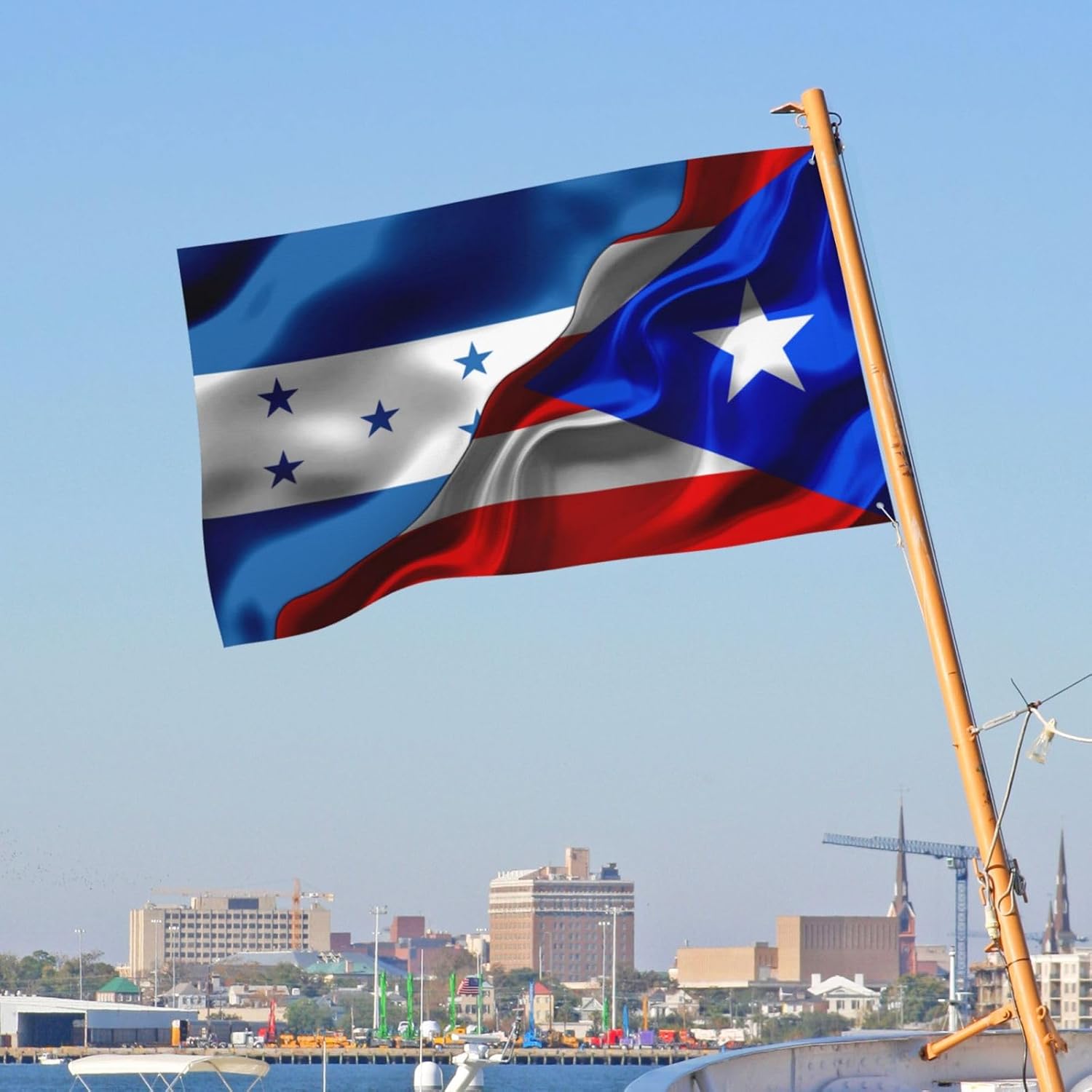 Banderas de bandera puertorriqueña de Honduras y Puerto Rico para exteriores de 3 x 5 pies, tres capas de tela para coser a doble cara, impresión de
