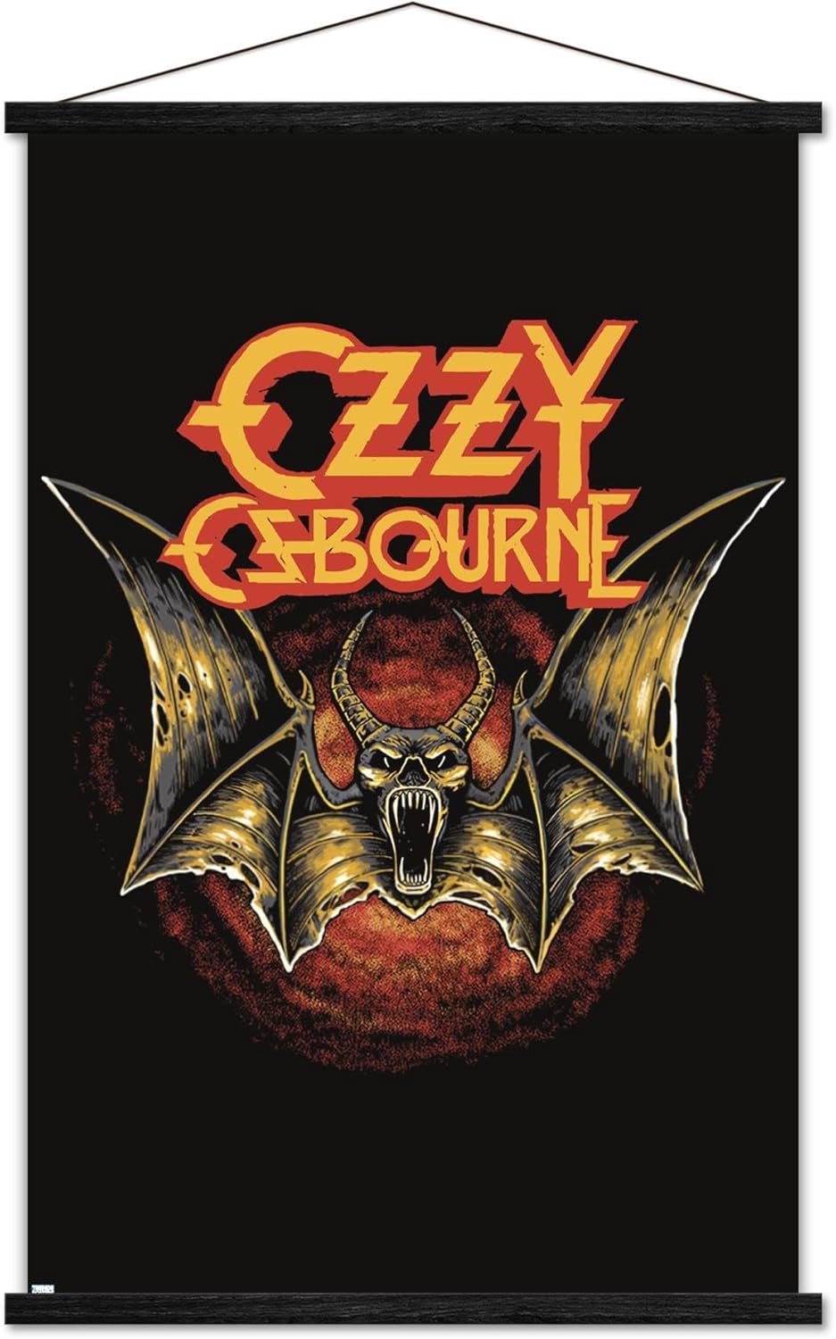 Trends International Ozzy Osbourne – Póster de pared con logotipo de murciélago, 22.37 x 34.00 pulgadas, paquete de impresión premium y colgador