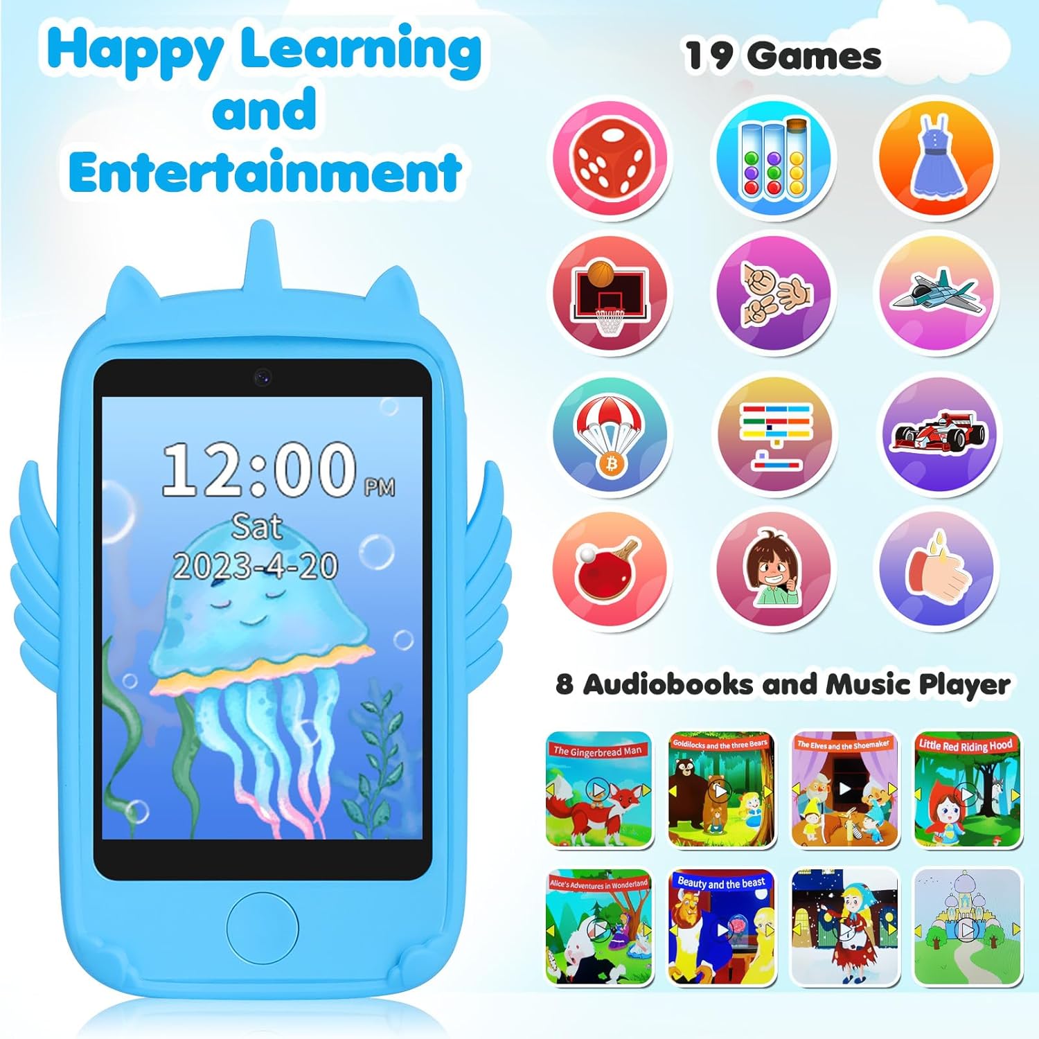 Teléfono inteligente para juguetes de niños, teléfono de juguete con pantalla táctil para niñas y niños, teléfono para niños con juegos, juguetes de