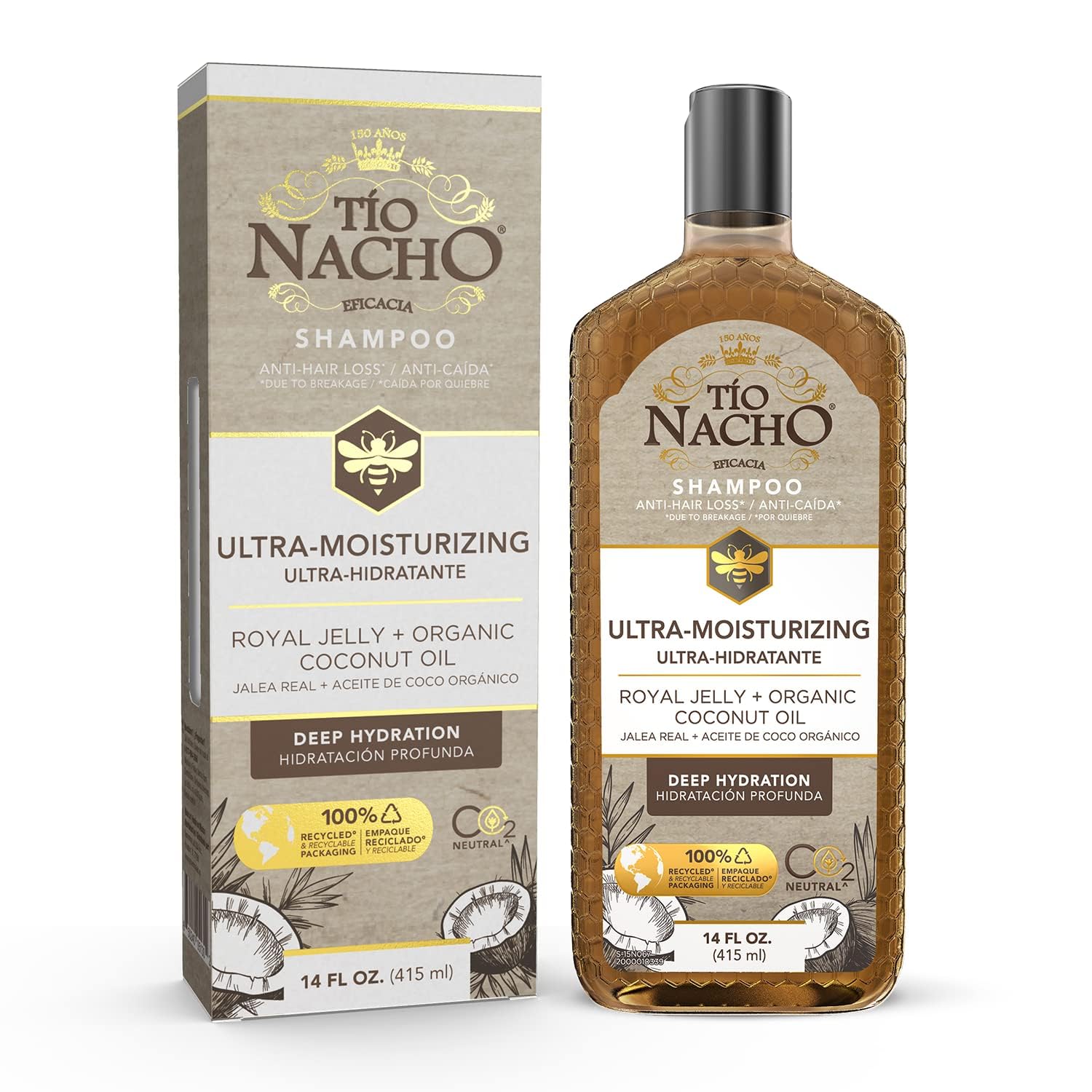 Tío Nacho Coco Champú + Acondicionador. Kit Tio Nacho Ultra Hidratante 14 Fl Oz