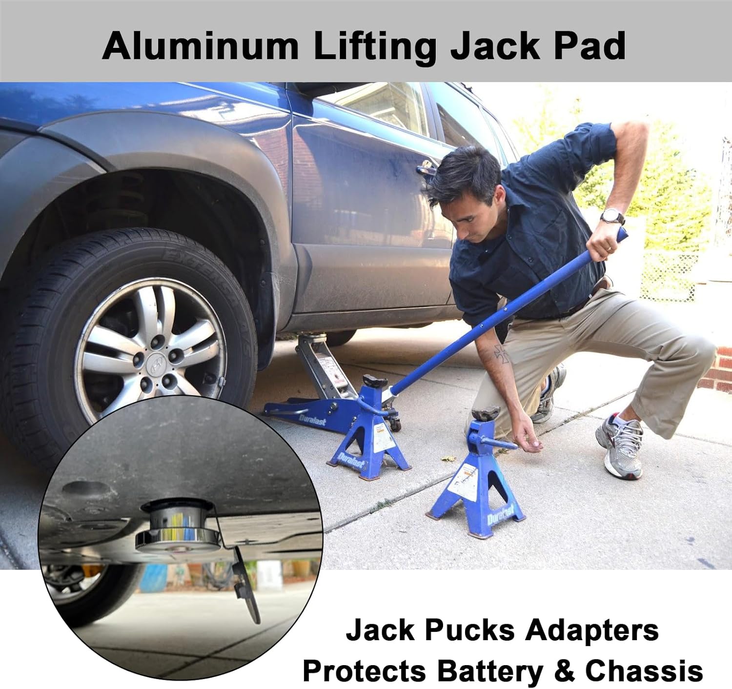 Almohadilla de elevación de aluminio compatible con Rivian R1T R1S, adaptadores Jack Pucks protege la batería y el chasis (1 unidad)