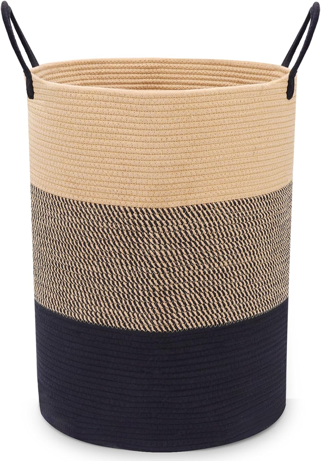 Fixwal Cesta de lavandería, canasta grande alta de algodón tejida con asas para sala de estar, juguetes, toallas, ropa, cuarto del bebé, 72 pulgadas