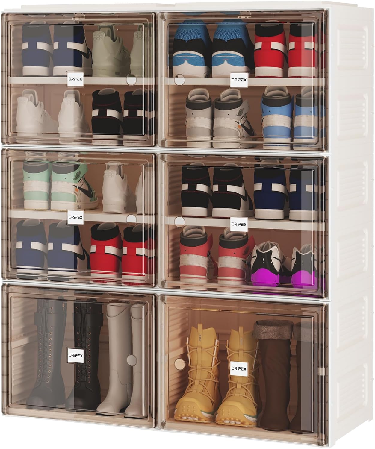 Dripex Armario de almacenamiento de zapatos de 5 niveles para 20 pares – Caja de zapatos plegable con puertas – Estante de almacenamiento de zapatos