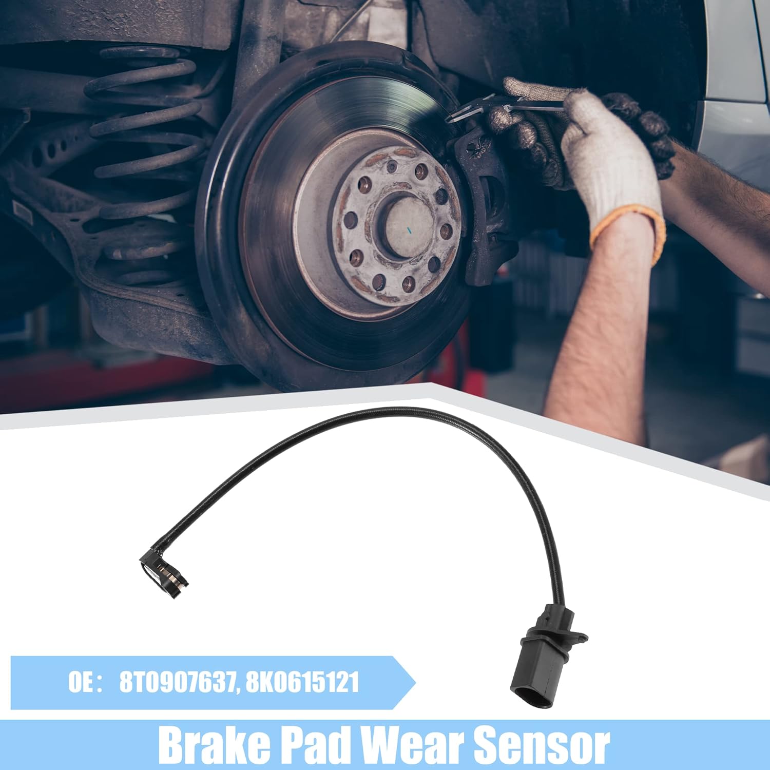 ACROPIX Sensor indicador de desgaste de pastillas de freno delantero apto para Audi A4 – Paquete de 2 negro